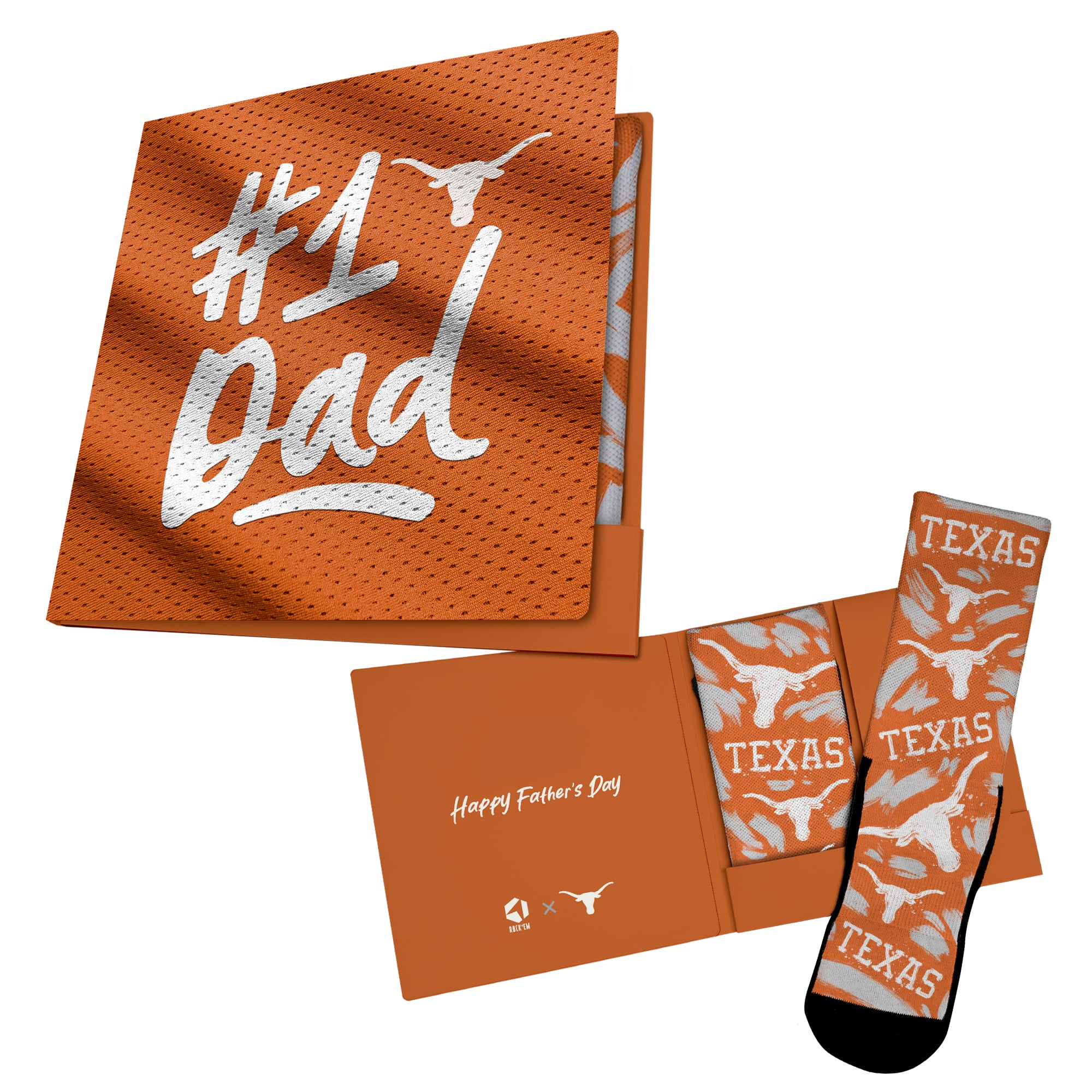 Chaussettes unisexes Rock Em Texas orange Texas Longhorns #1 Papa Carte Cadeau