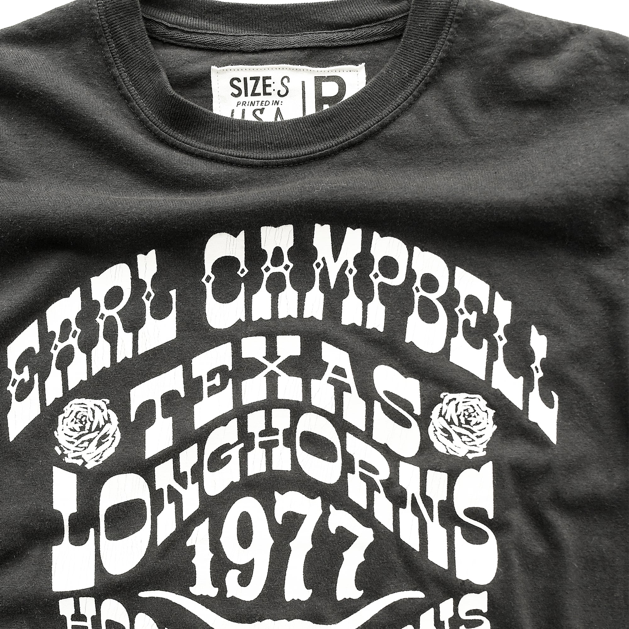 Unisex Roots of Fight x Texas Longhorns Earl Campbell Black Long Sleeve T-Shirt