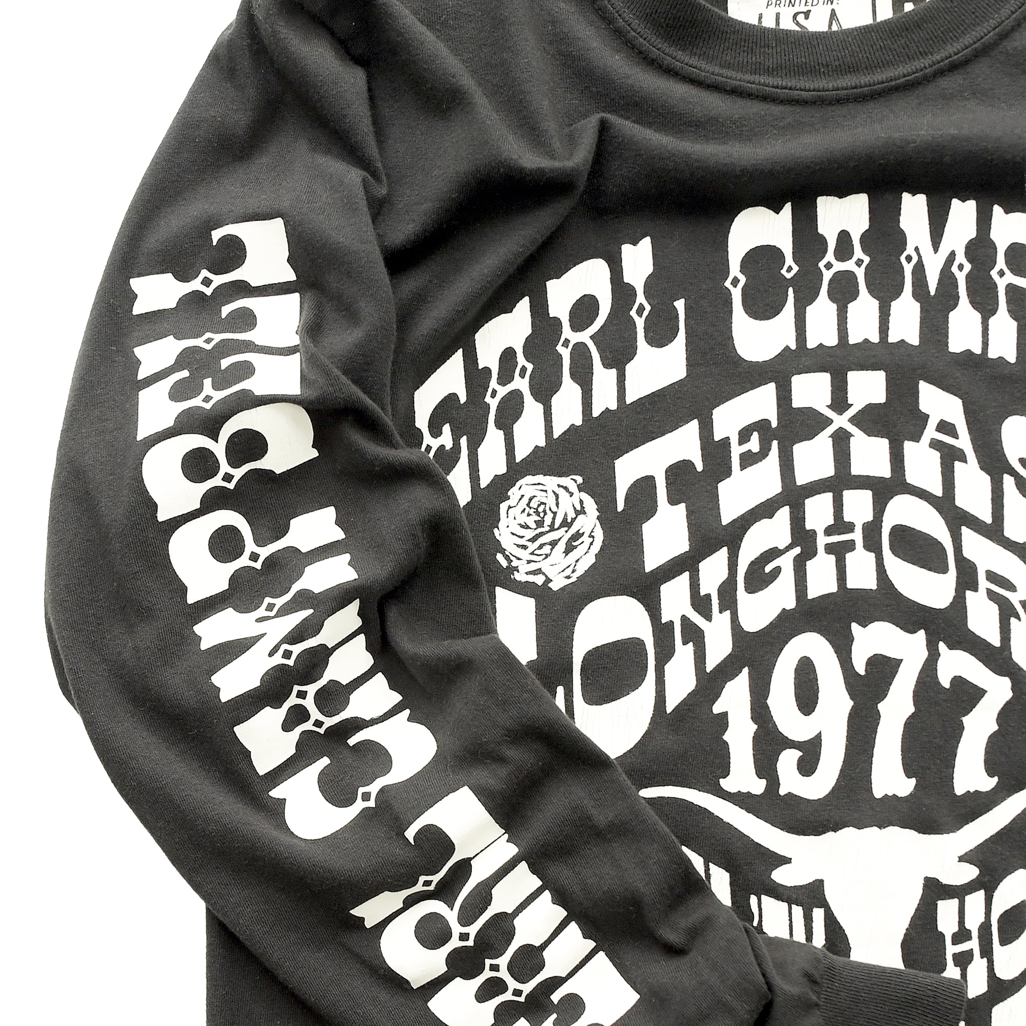 Unisex Roots of Fight x Texas Longhorns Earl Campbell Black Long Sleeve T-Shirt