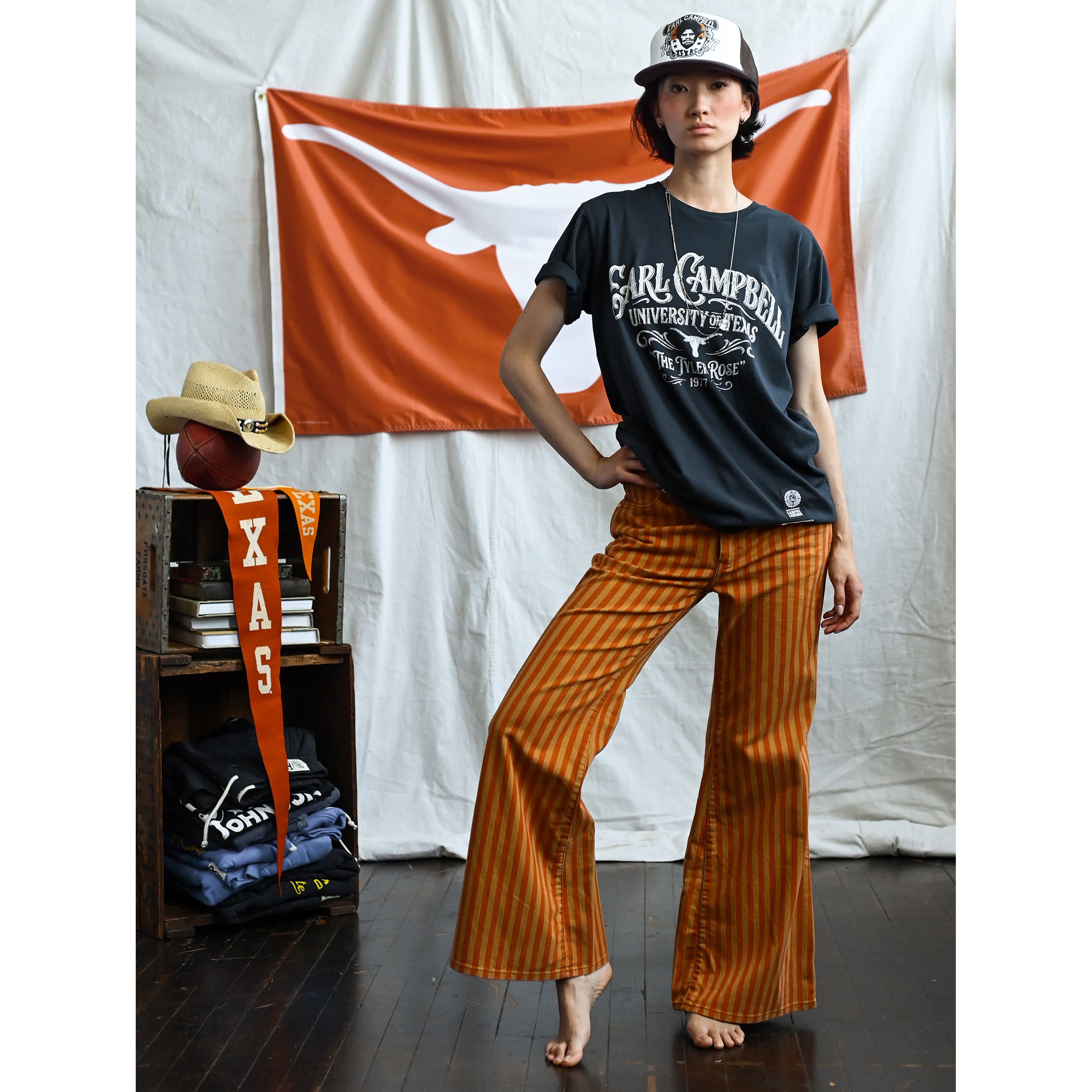Unisex Roots of Fight x Texas Longhorns Earl Campbell Black The Tyler Rose T-Shirt
