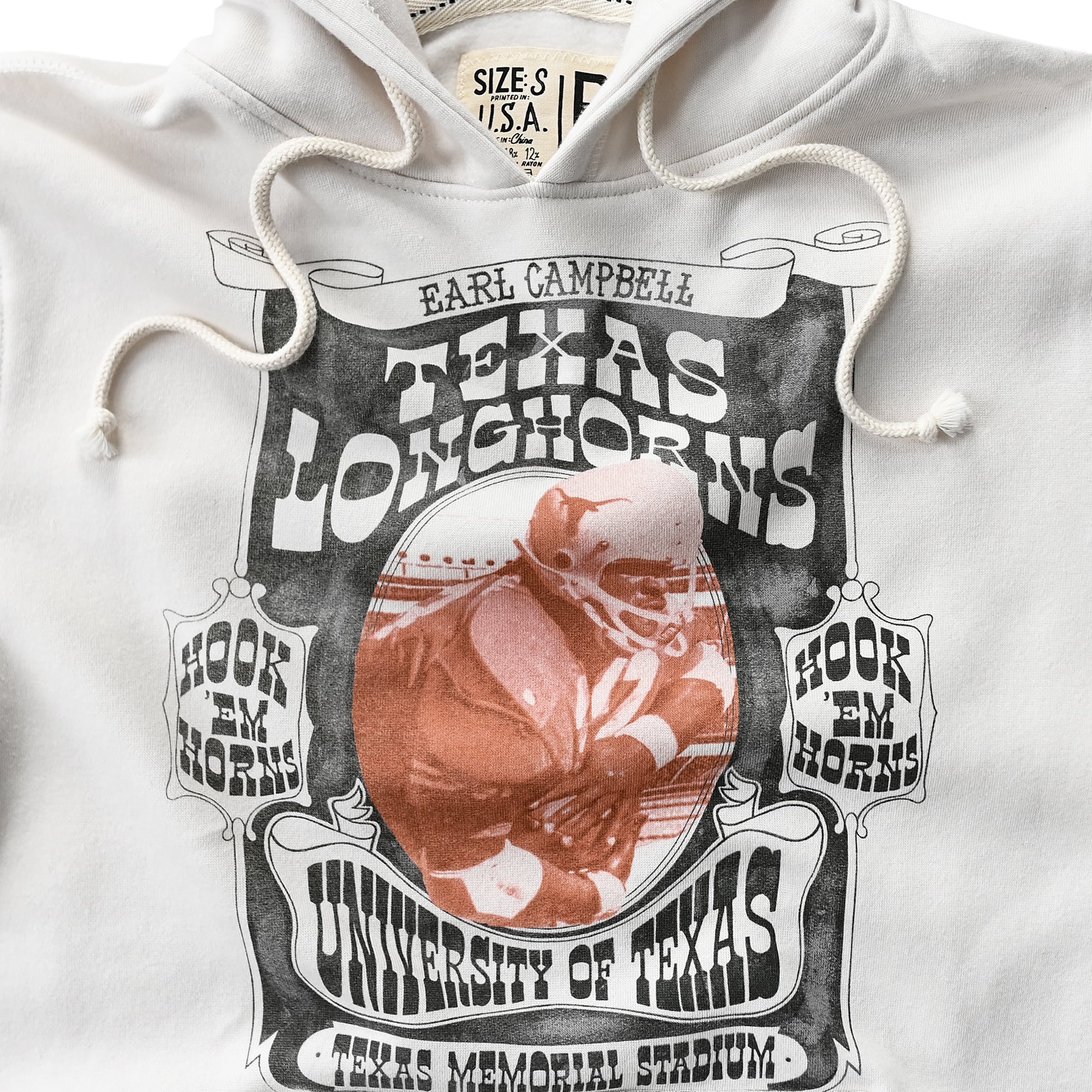 Unisex Roots of Fight x Texas Longhorns Earl Campbell White Tornado Tri-Blend Hoodie