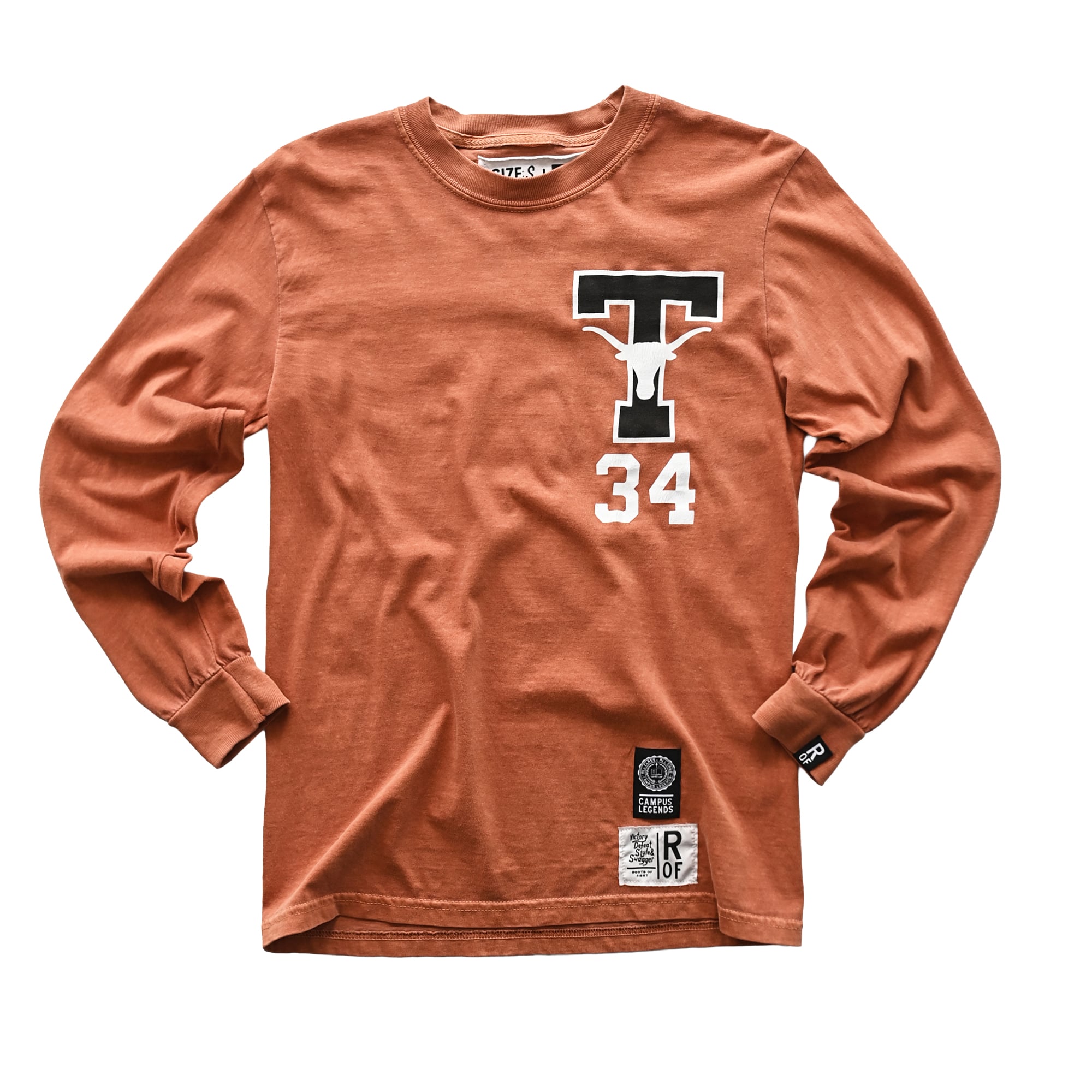 Unisex Roots of Fight x Texas Longhorns Ricky Williams Orange #34 Long Sleeve T-Shirt