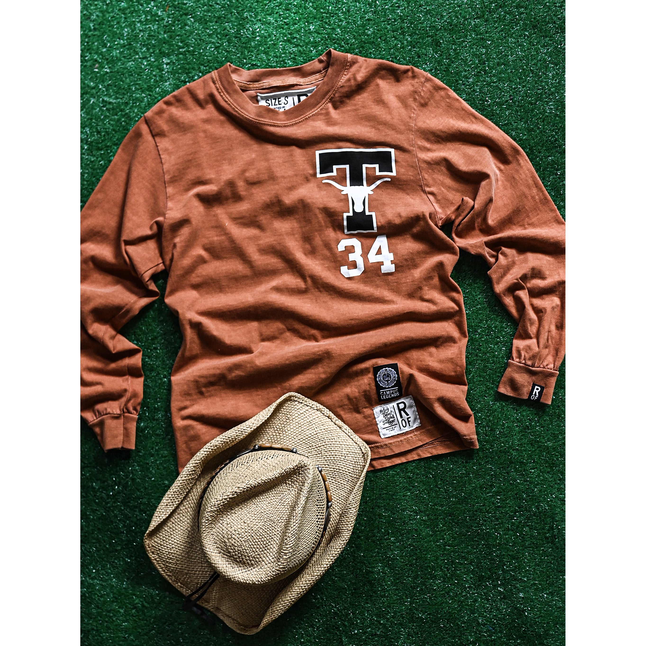 Unisex Roots of Fight x Texas Longhorns Ricky Williams Orange #34 Long Sleeve T-Shirt