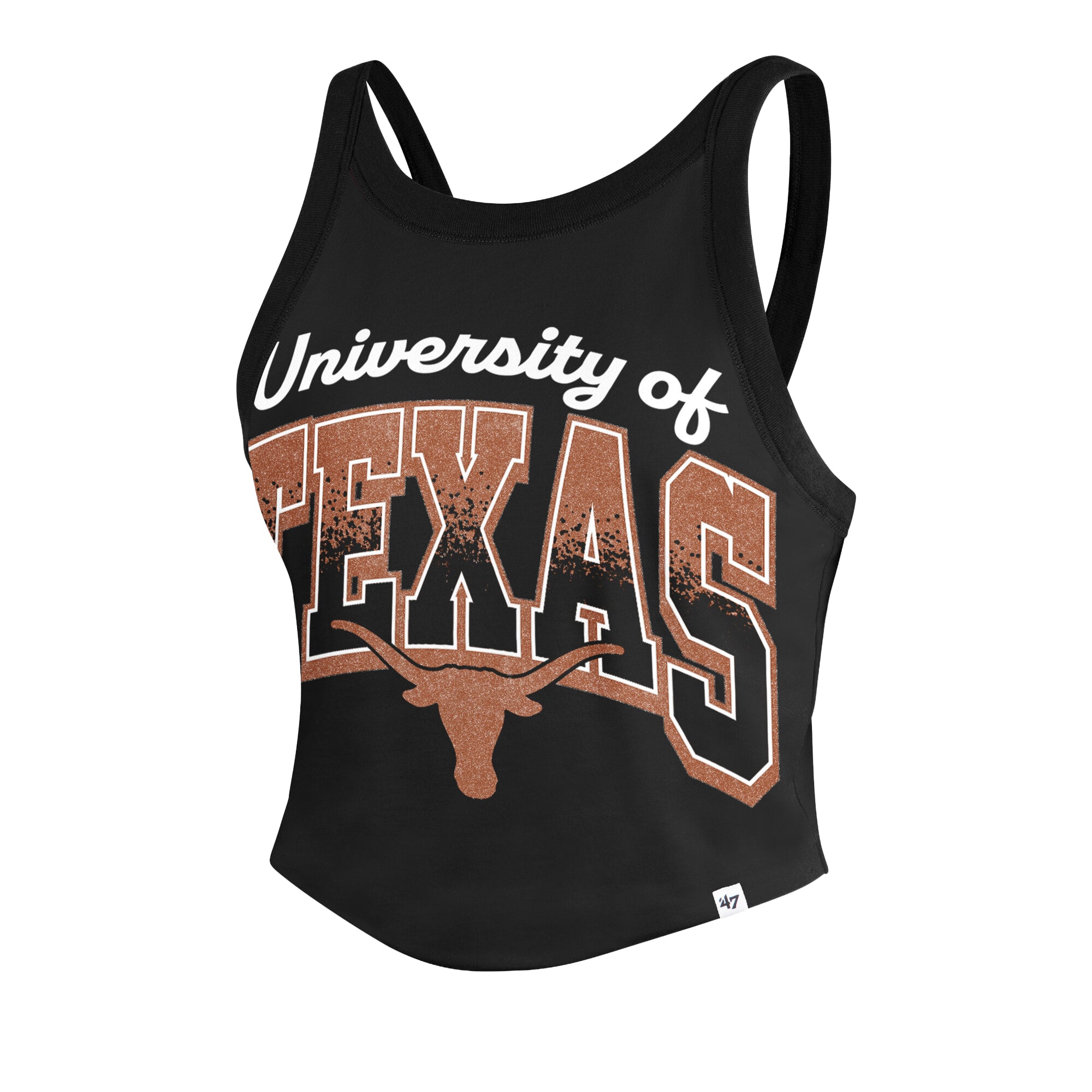 Women's '47 Black Texas Longhorns Shimmer Shadow Sporty Tank Top