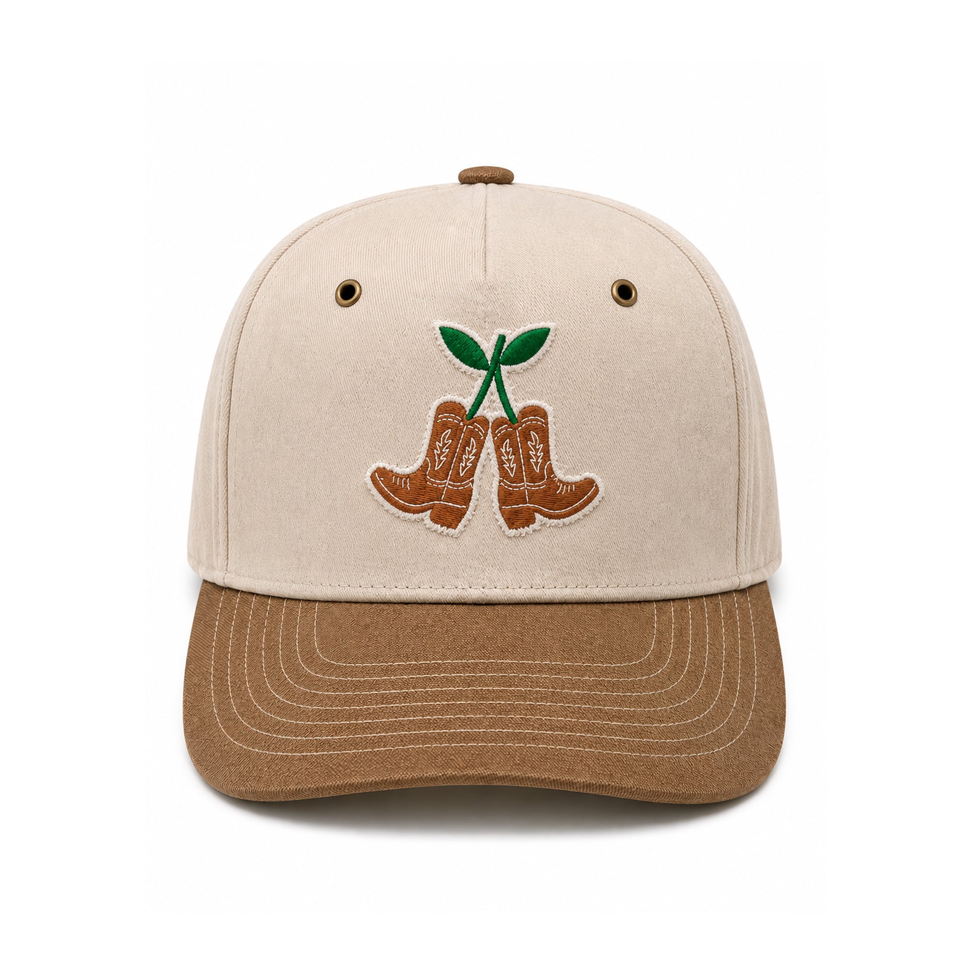 Casquette pour femme X x Wrangler Crème/Marron Bottes Texas Longhorns Cherry Chapeau ajustable