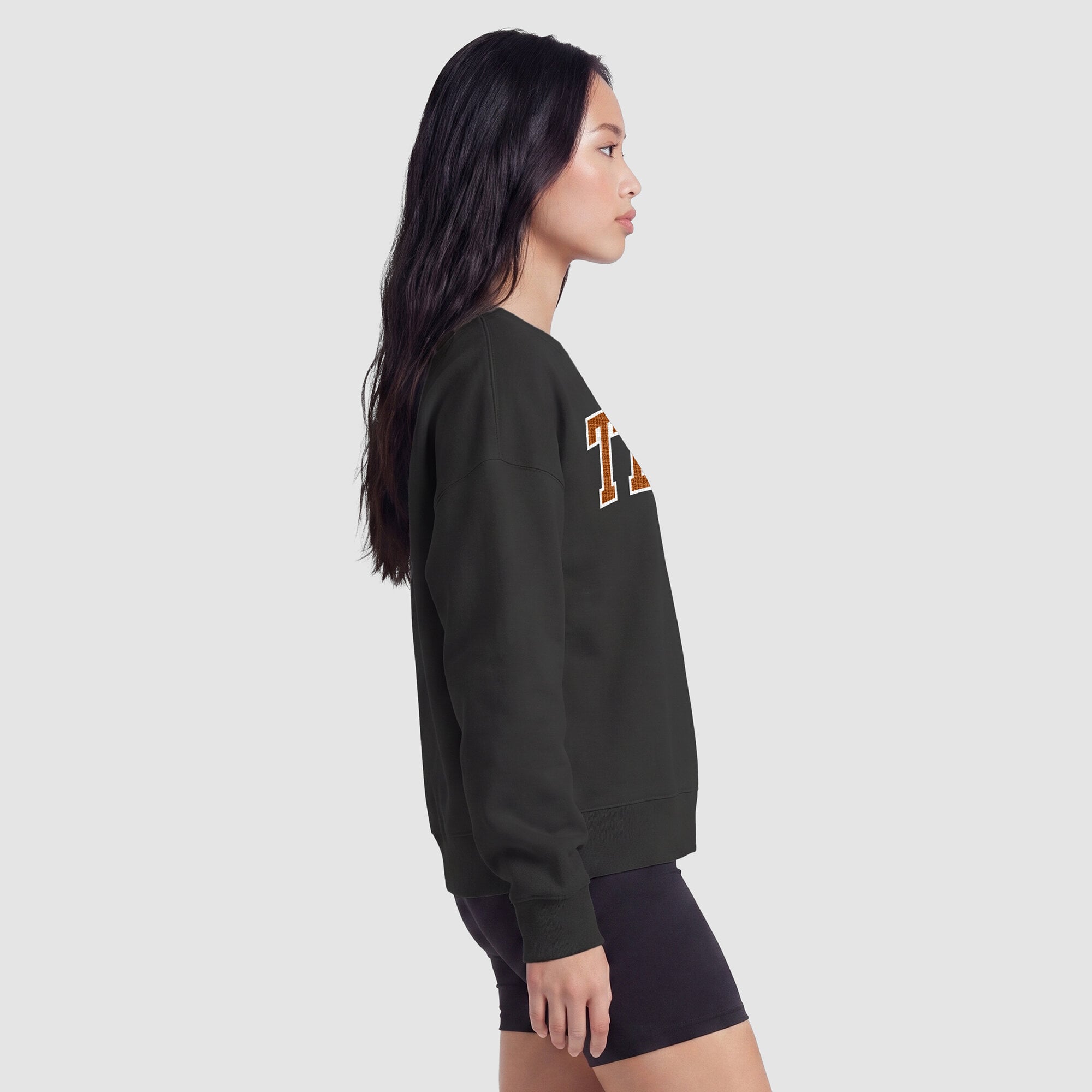 Women's Champion Black Texas Longhorns Fleece Crew Sweatshirt