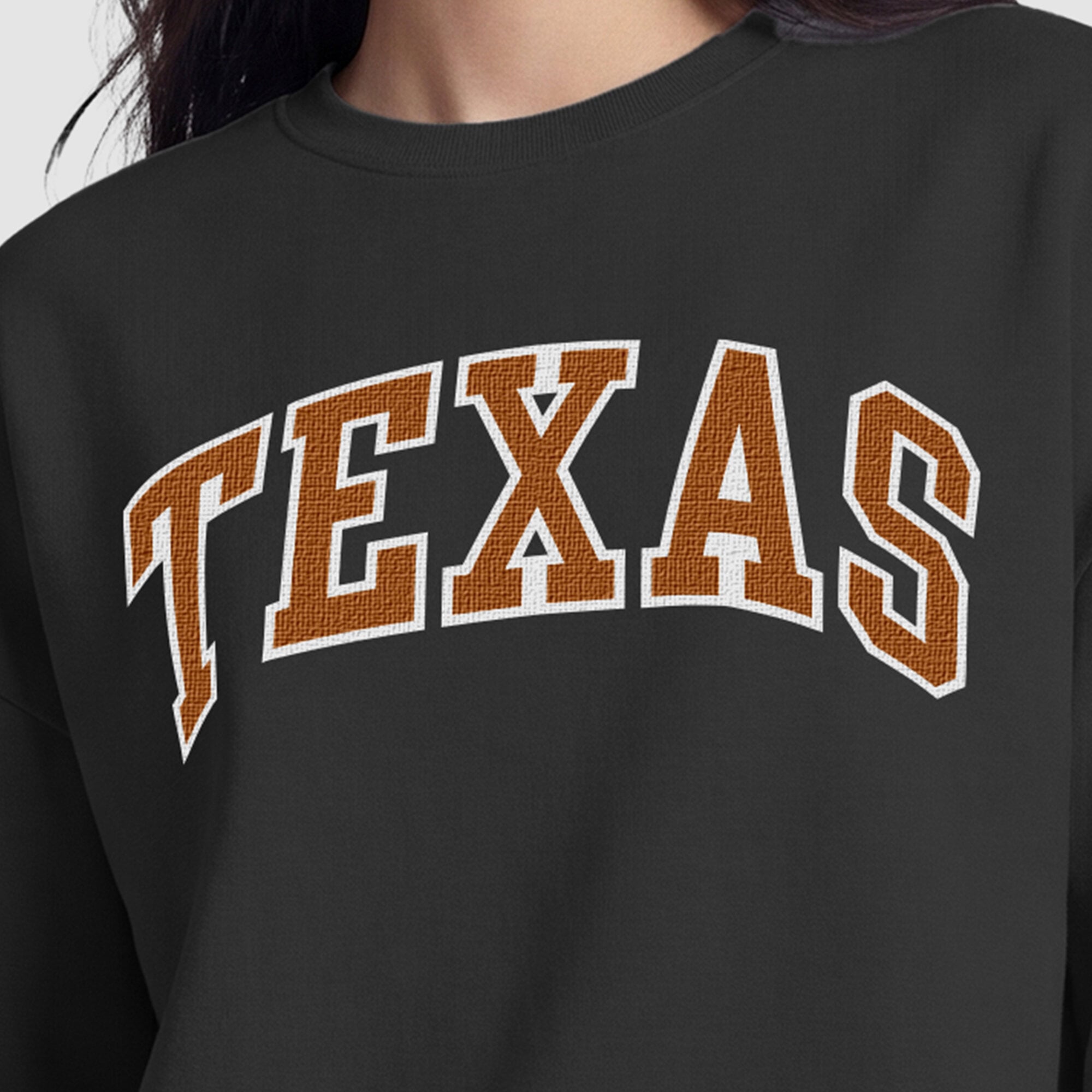 Women's Champion Black Texas Longhorns Fleece Crew Sweatshirt