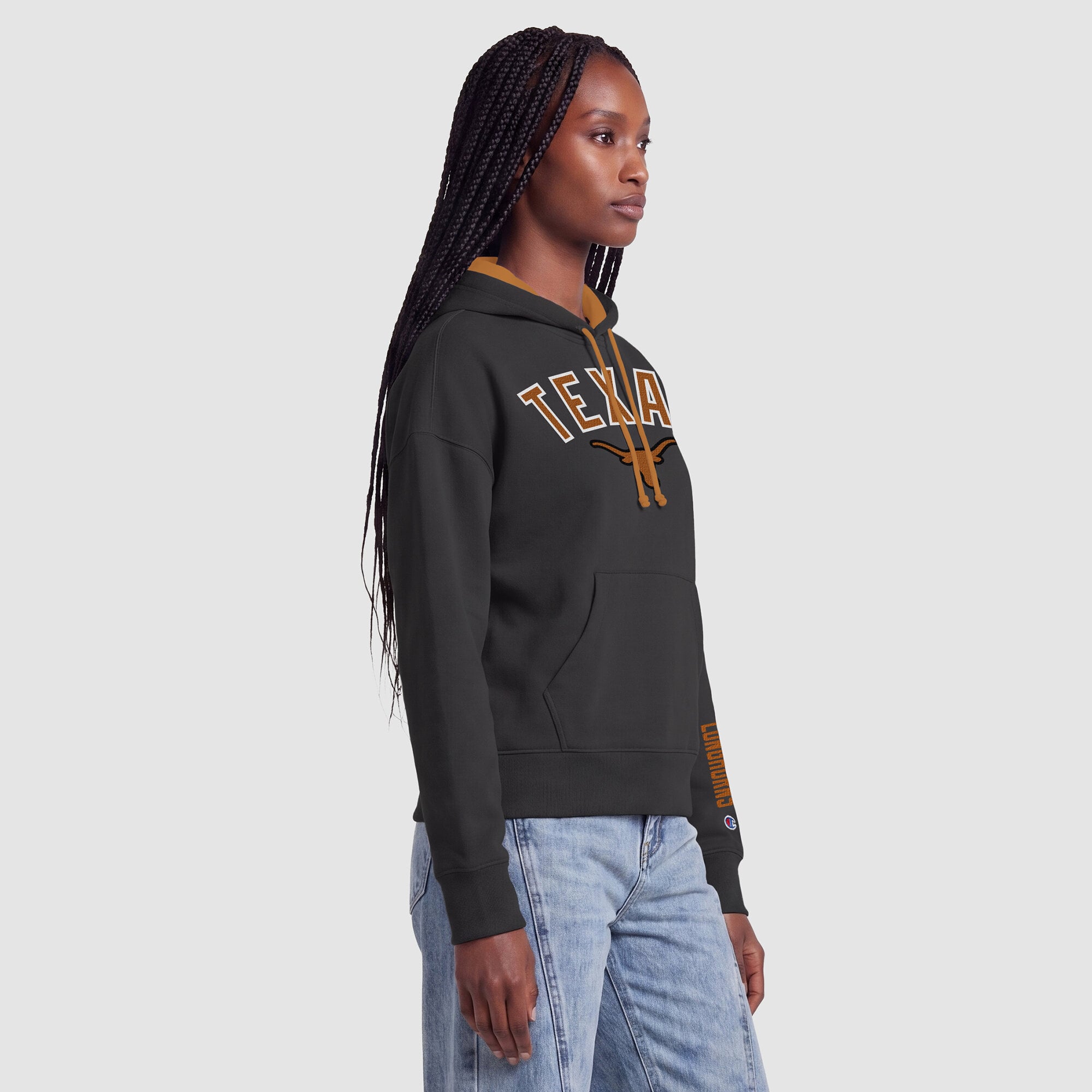 Sweat à capuche polaire noir Champion Texas Longhorns pour femmes