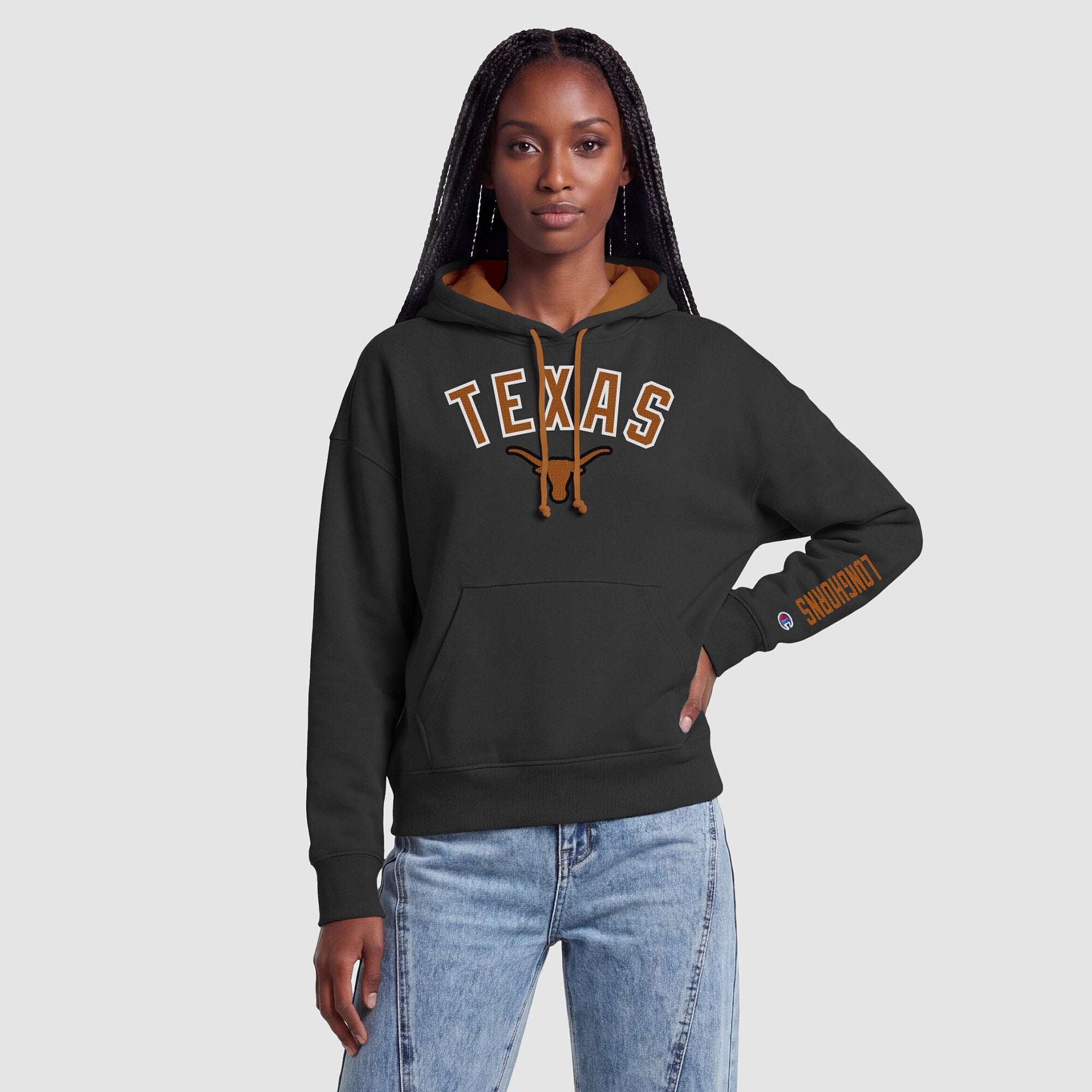 Sweat à capuche polaire noir Champion Texas Longhorns pour femmes