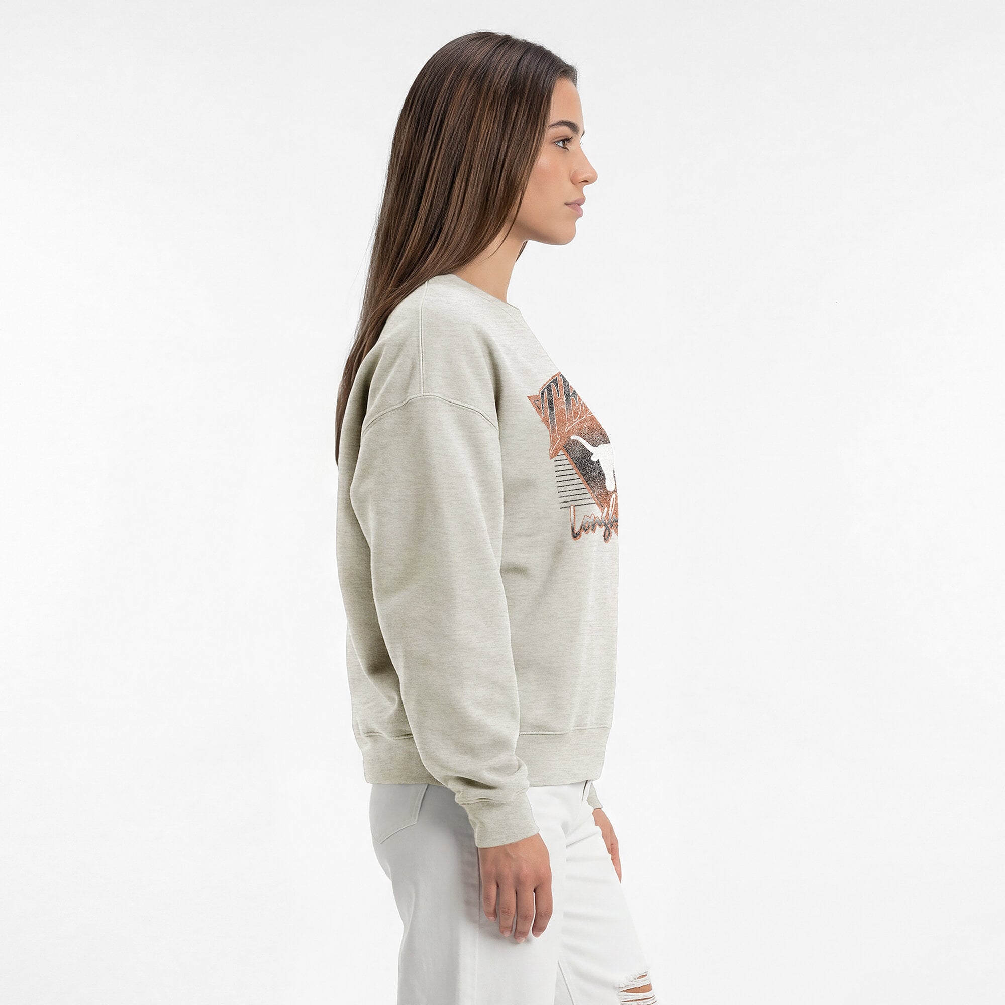 Women's Champion Oatmeal Texas Longhorns All-Star Weave Sweatshirt