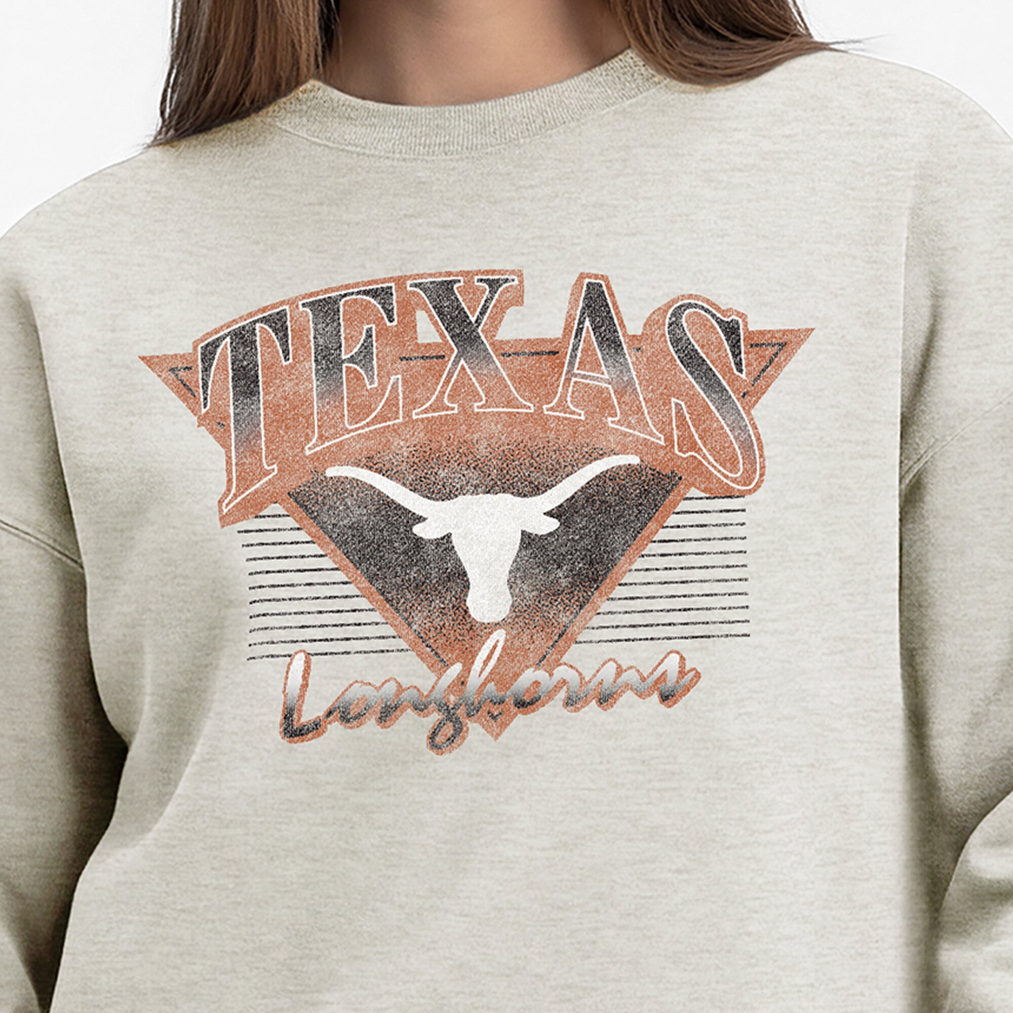 Women's Champion Oatmeal Texas Longhorns All-Star Weave Sweatshirt