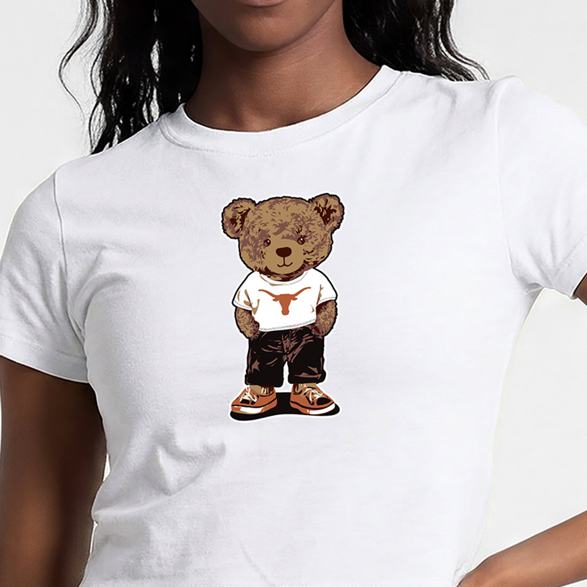Women's Champion White Texas Longhorns Teddy Bear Baby T-Shirt