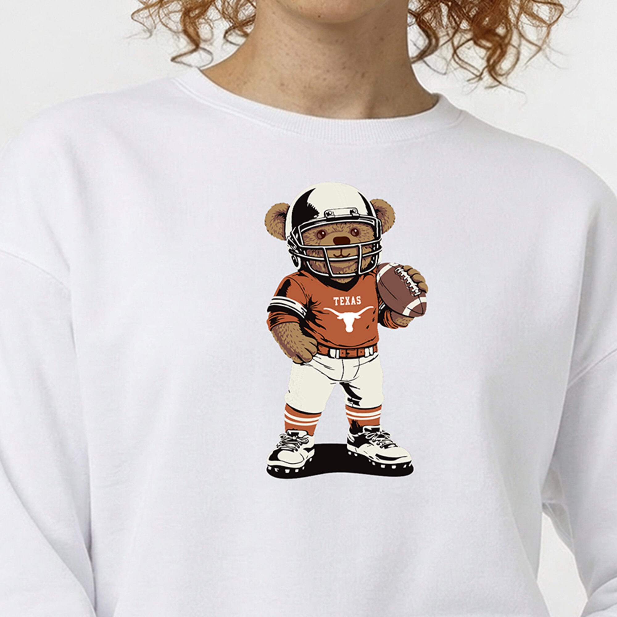 Women's Champion White Texas Longhorns Teddy Bear Sweatshirt