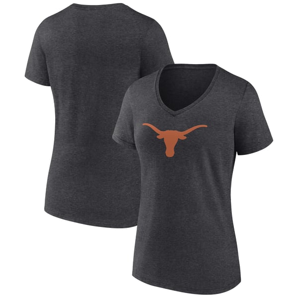 Women’s Charcoal Texas Longhorns Team Logo V-Neck T-Shirt