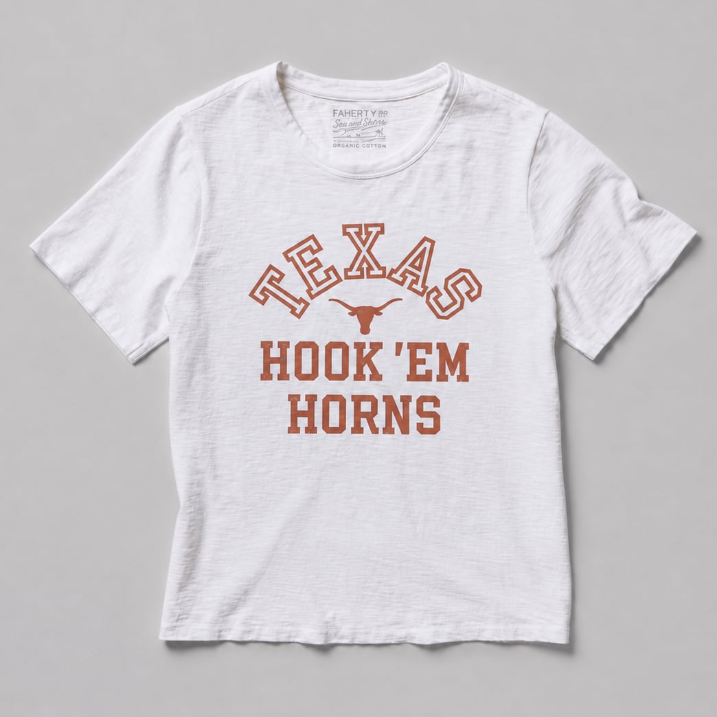 T-shirt essentiel FAHERTY blanc Texas Longhorns délavé au soleil pour femmes