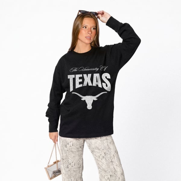Women’s Gameday Couture Black Texas Longhorns Bold Ambition Oversized Long Sleeve T-Shirt