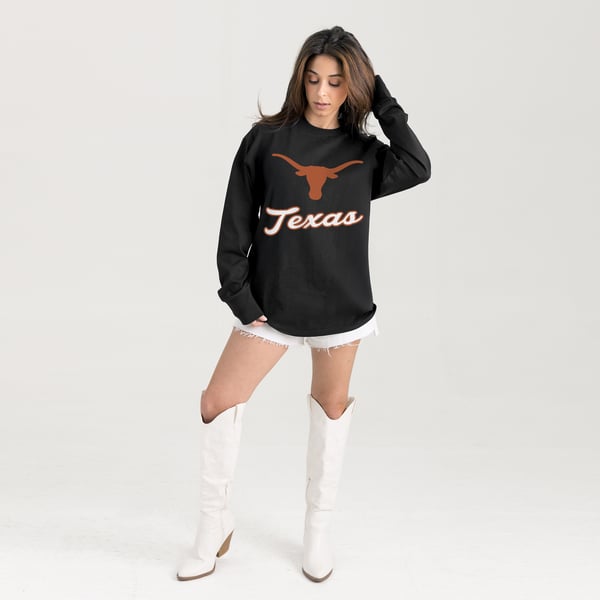 Women’s Gameday Couture Black Texas Longhorns Oversized Honor Roll Long Sleeve T-Shirt