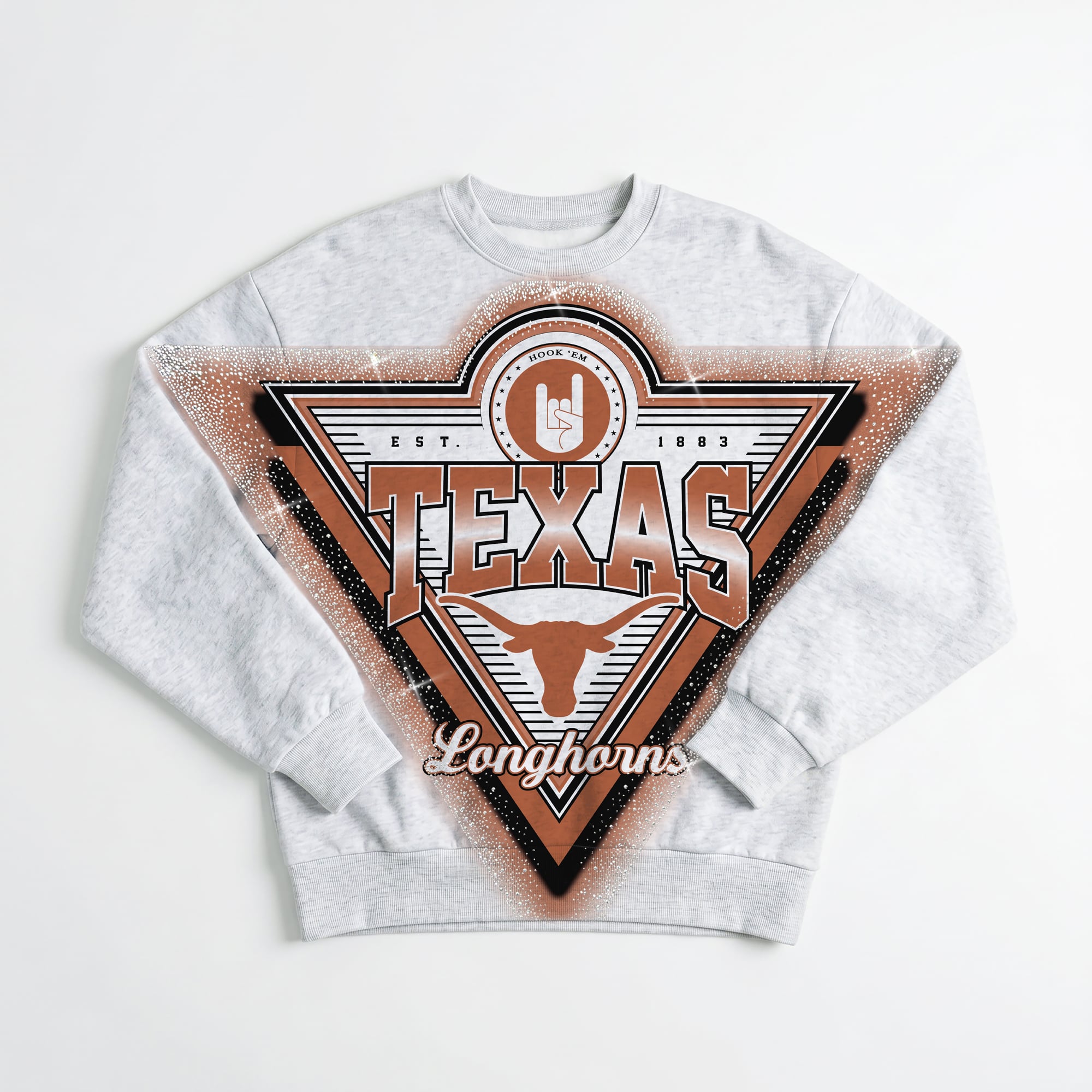 Sweat-shirt oversize en polaire gris à strass « Texas Longhorns Chasing Victory » de la collection Gameday Couture pour femmes