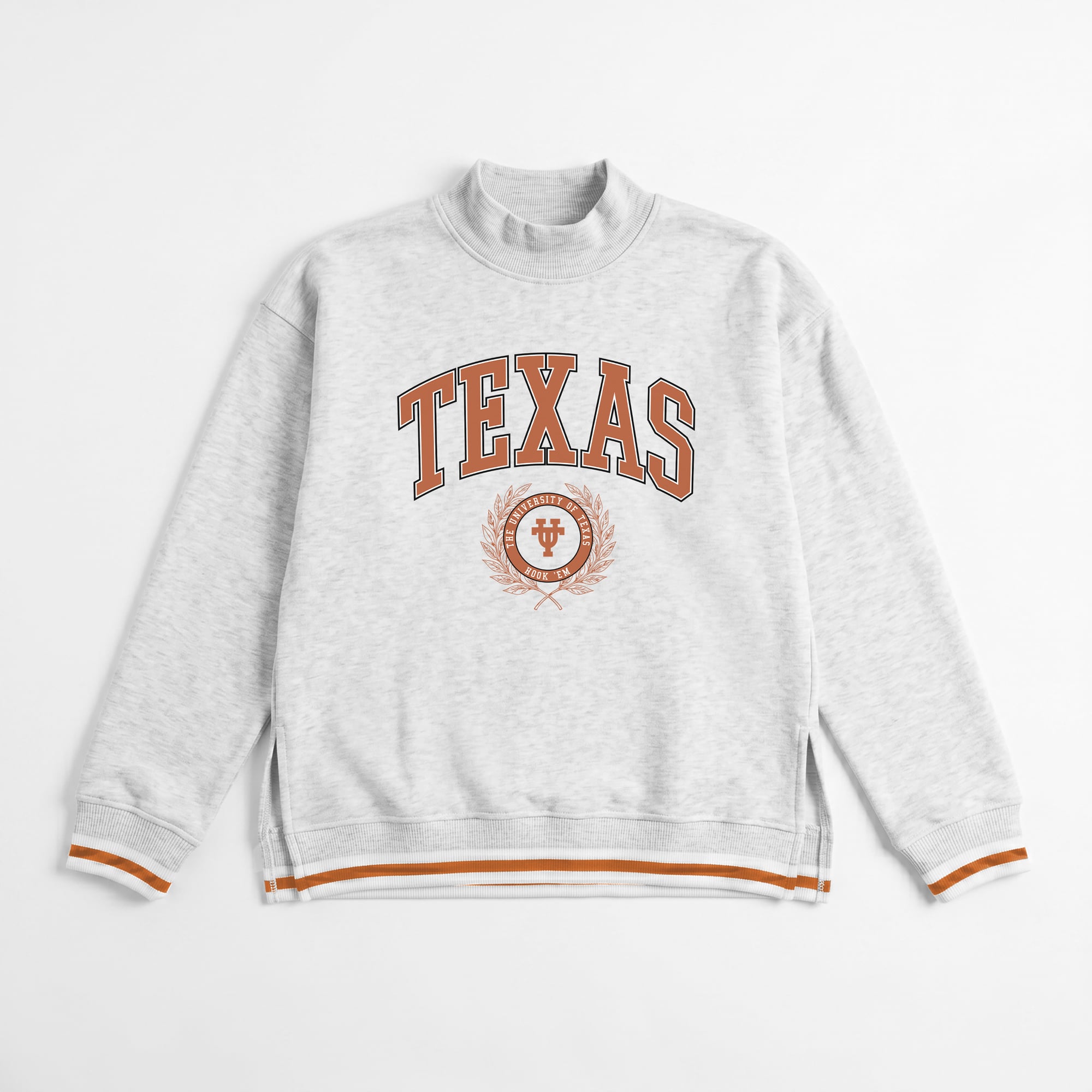 Women's Gameday Couture Gray Texas Longhorns Rally Point Contrast Stripe Mock Neck Sweatshirt