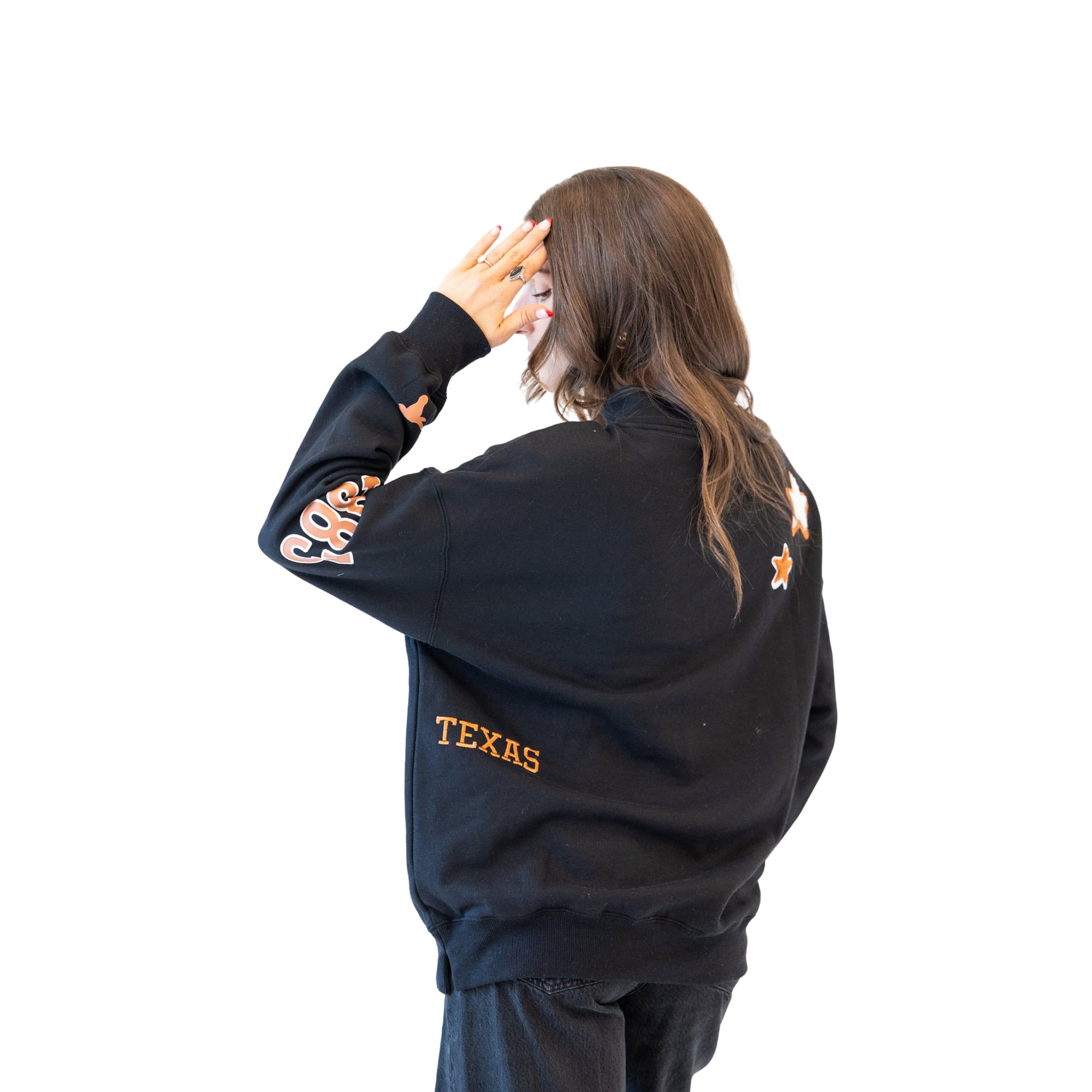 Sweat-shirt à col montant noir écusson Texas Longhorns pour femmes, collection Gameday Social