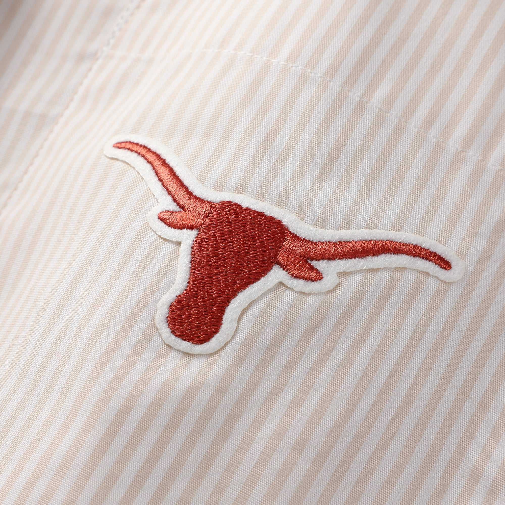 Women's Gameday Social  Oatmeal Texas Longhorns Cropped Striped Button-Down Shirt