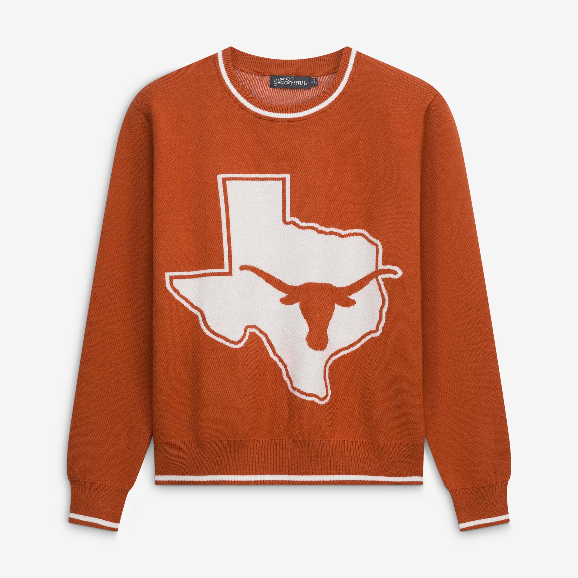 Women's Gameday Social  Texas Orange Longhorns Intarsia Mascot Sweater