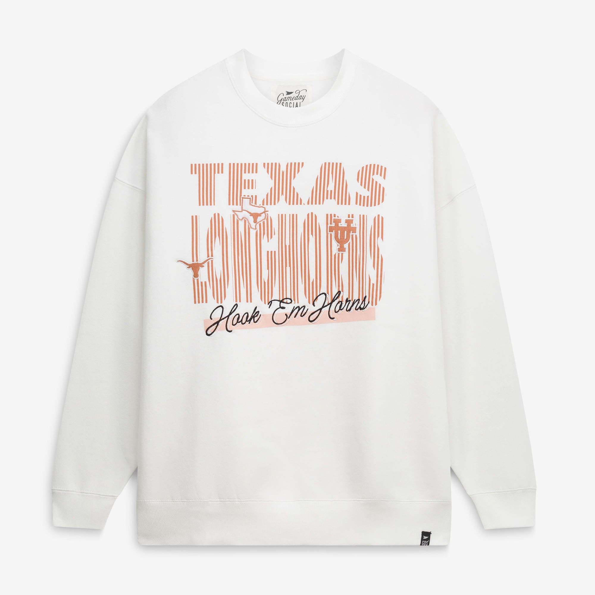 Sweat-shirt rayé blanc Texas Longhorns pour femmes, idéal les jours de match