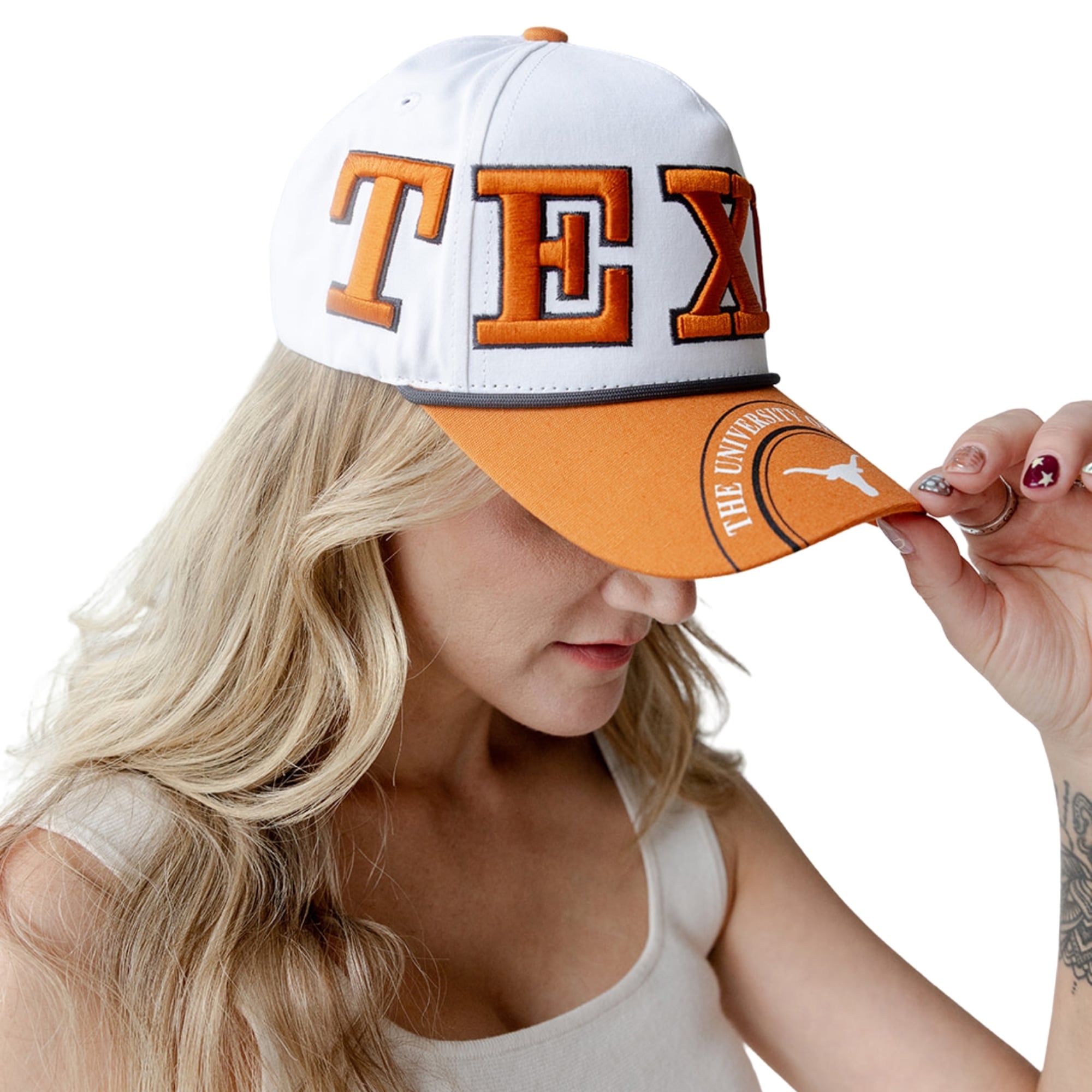 Women's Gameday Social  White/Texas Orange Texas Longhorns Five-Panel Rope Away Adjustable Hat