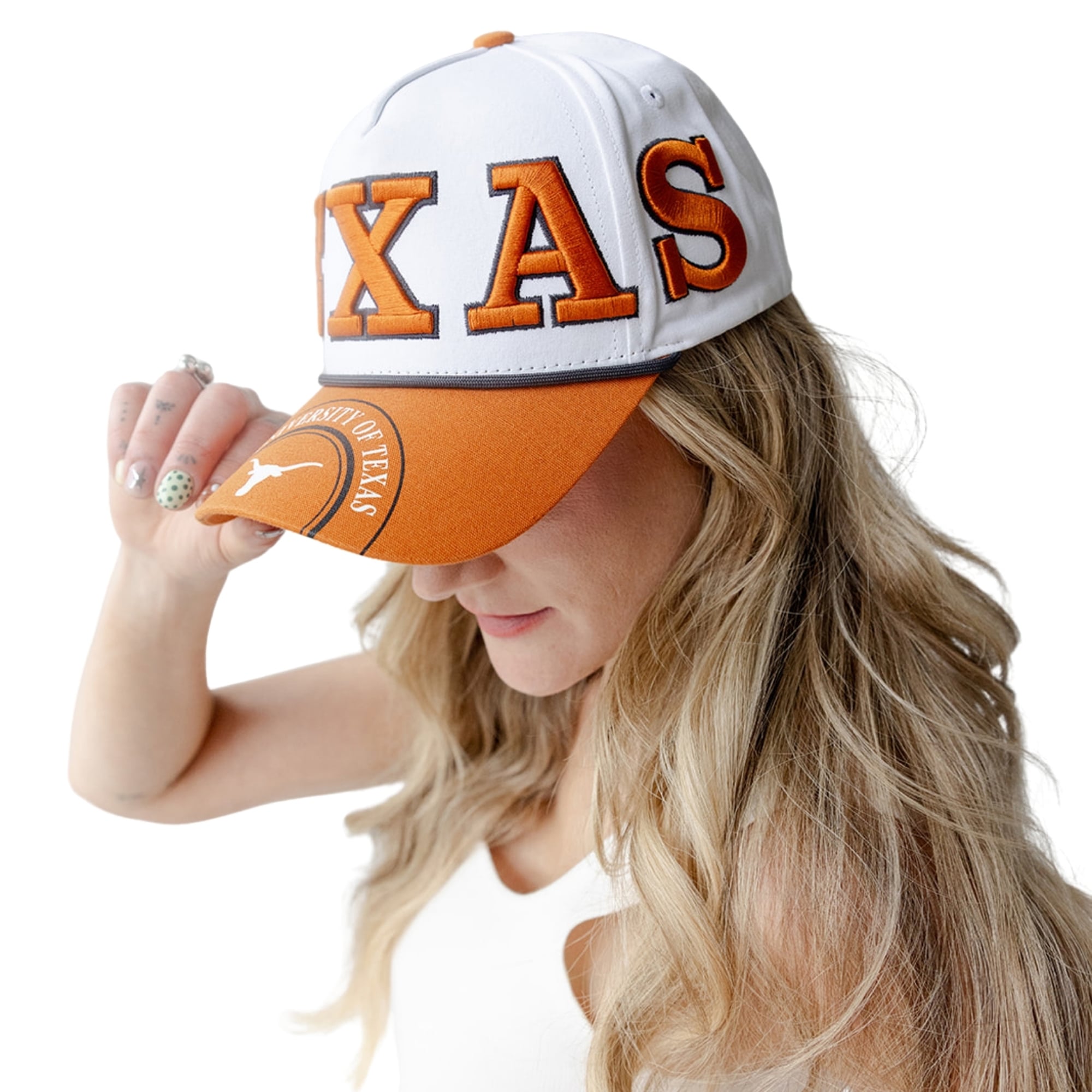 Women's Gameday Social  White/Texas Orange Texas Longhorns Five-Panel Rope Away Adjustable Hat