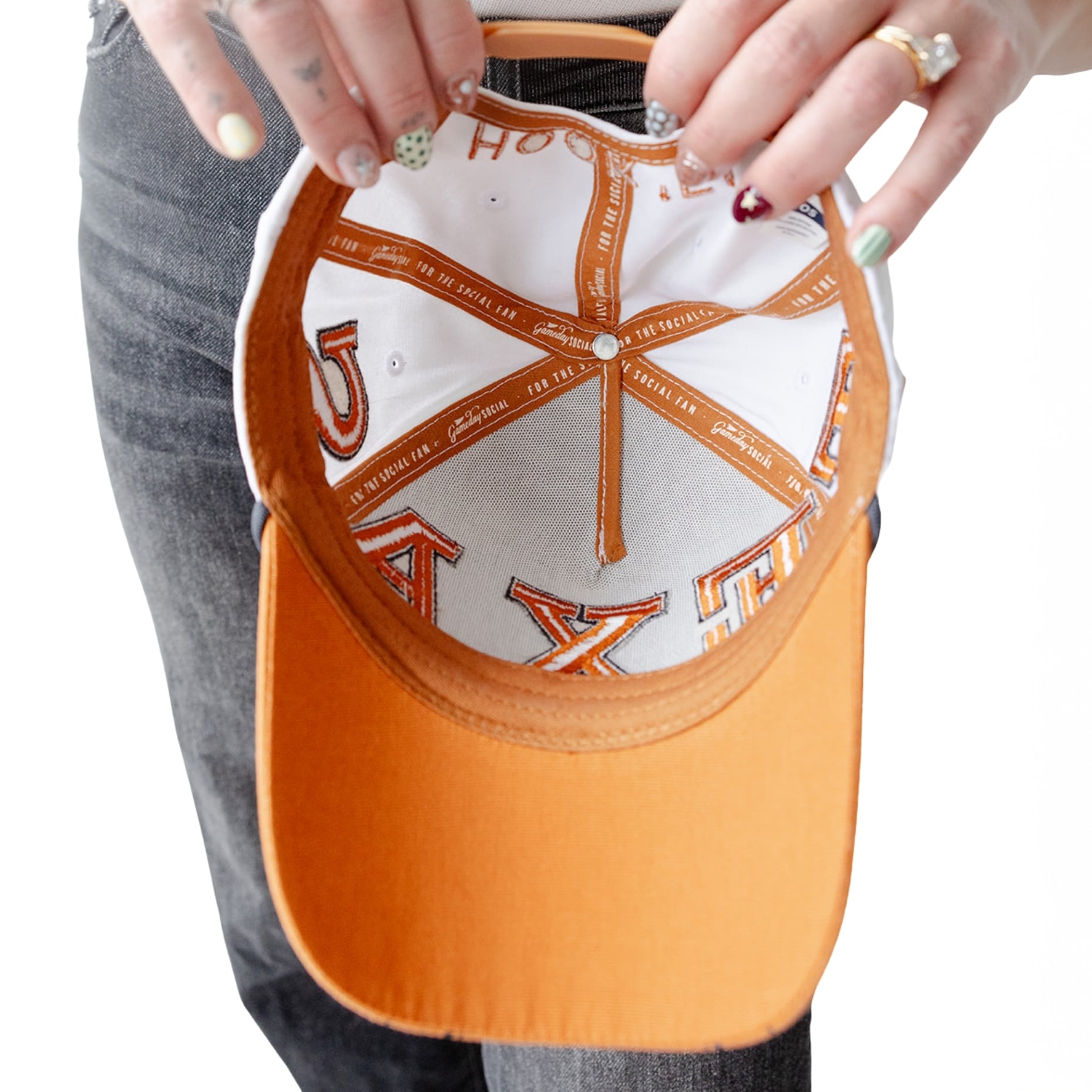 Women's Gameday Social  White/Texas Orange Texas Longhorns Five-Panel Rope Away Adjustable Hat