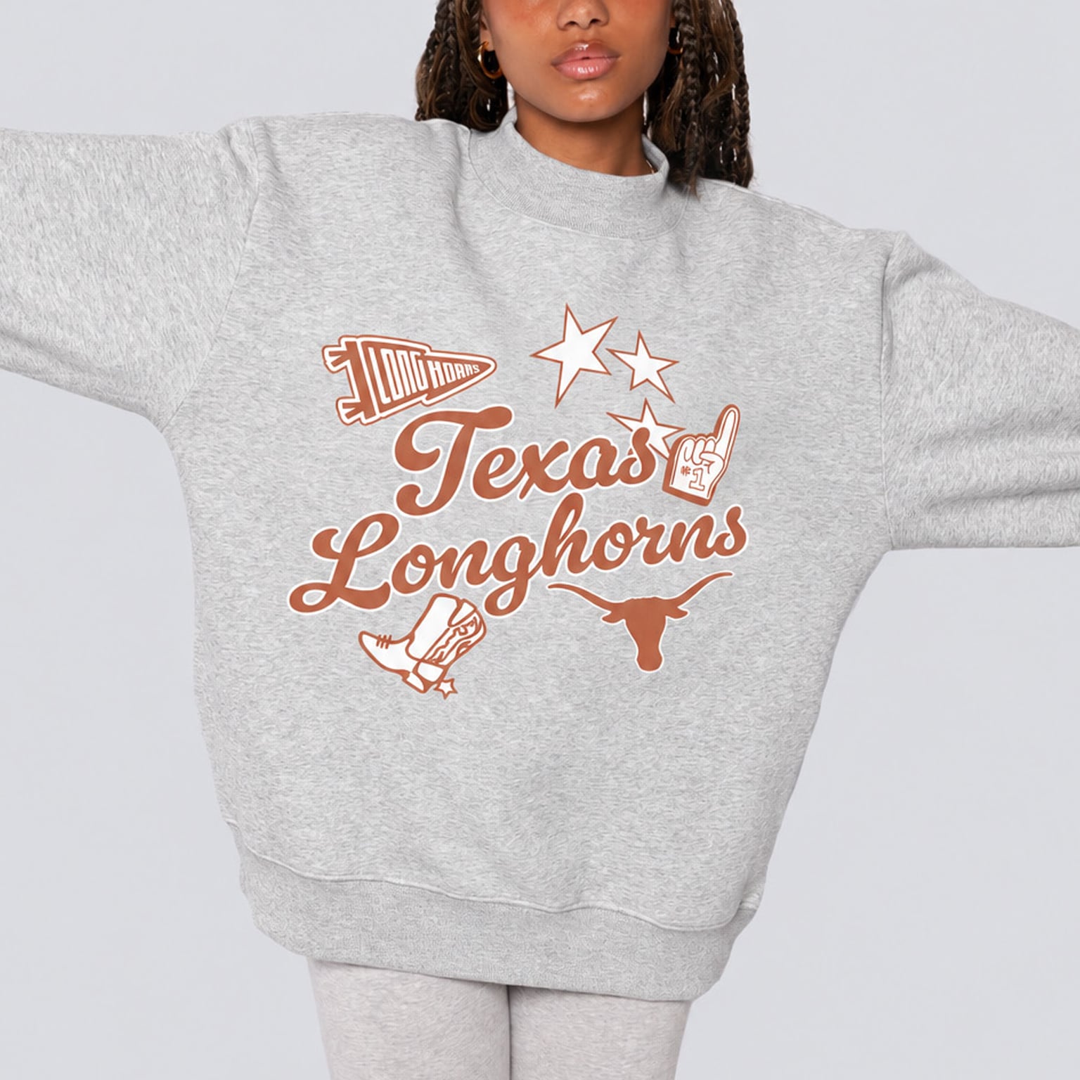 Sweat-shirt à col montant gris Texas Longhorns pour femme de la marque Hype and Vice