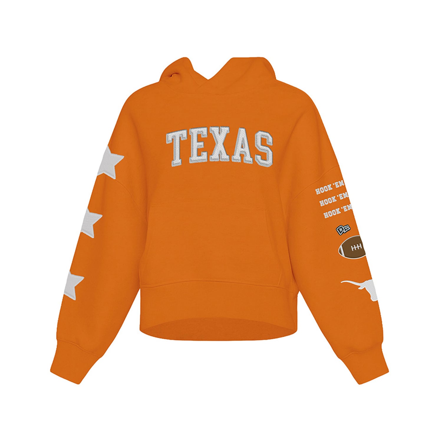 Sweat à capuche court Hype and Vice Texas Orange Longhorns pour femmes