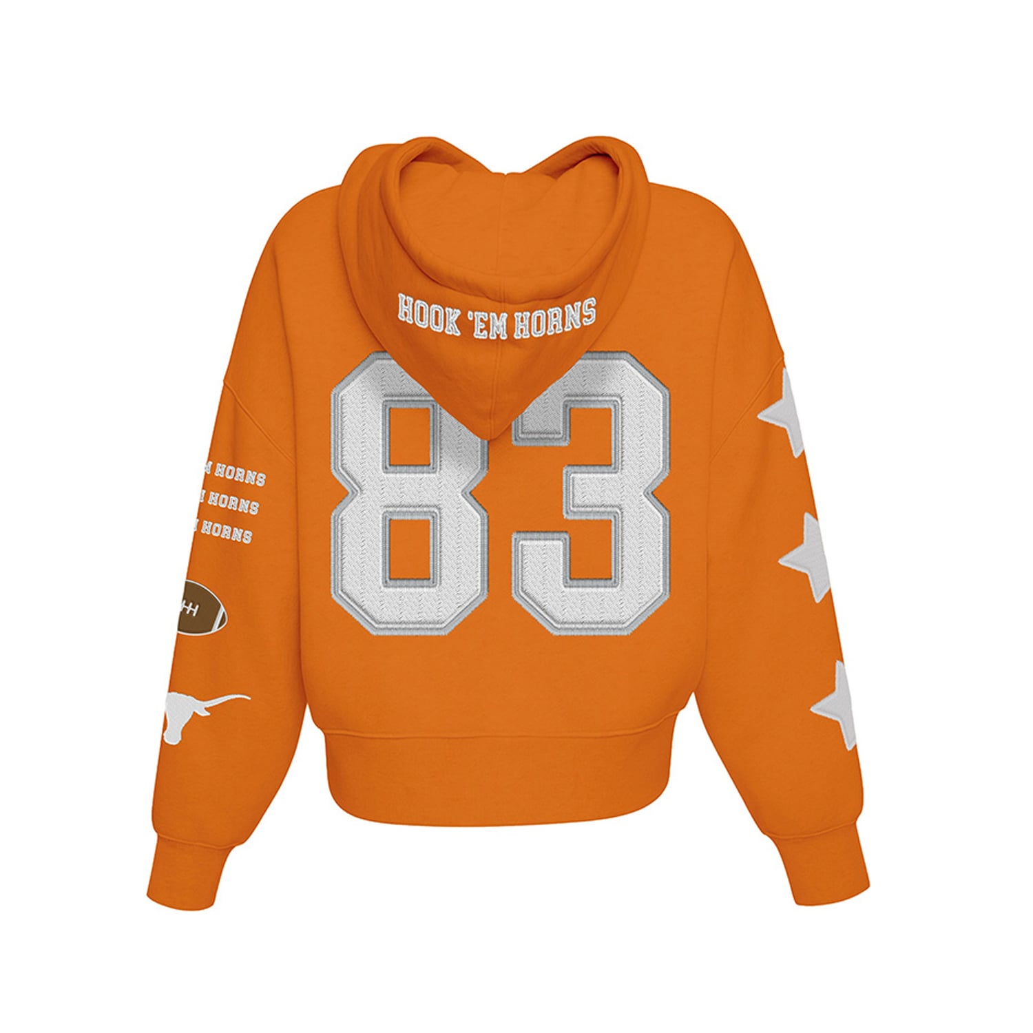 Sweat à capuche court Hype and Vice Texas Orange Longhorns pour femmes