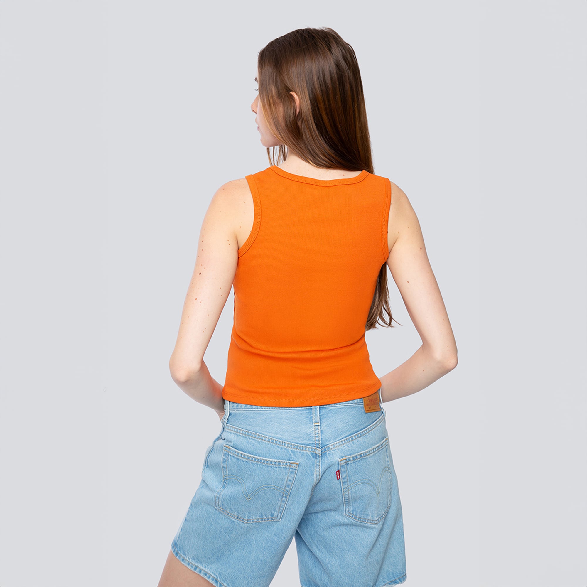 Débardeur côtelé à logo principal Texas Longhorns orange de la marque Hype and Vice pour femmes