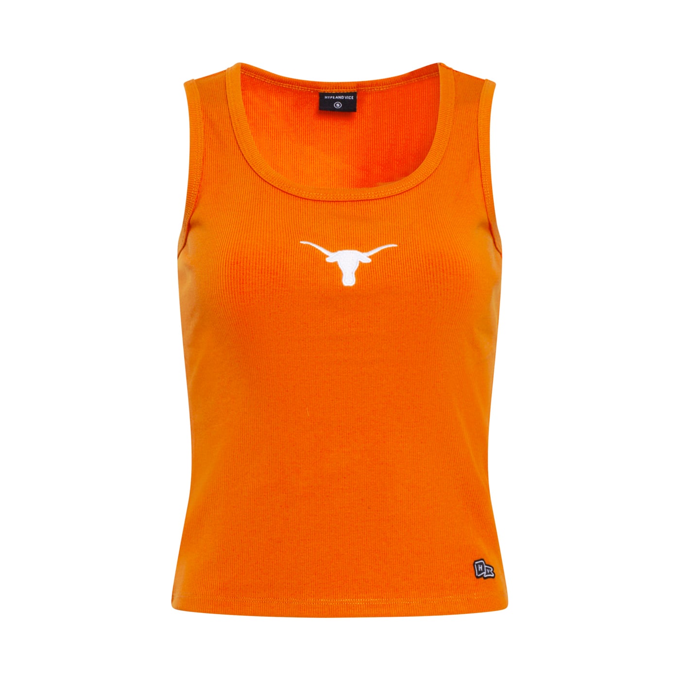 Débardeur côtelé à logo principal Texas Longhorns orange de la marque Hype and Vice pour femmes