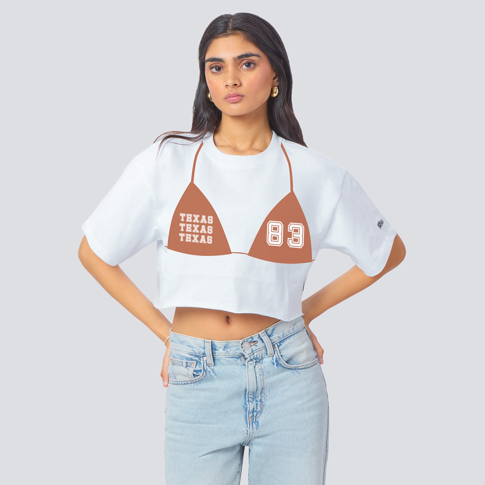 T-shirt de survêtement bikini blanc Texas Longhorns pour femmes la marque Hype and Vice