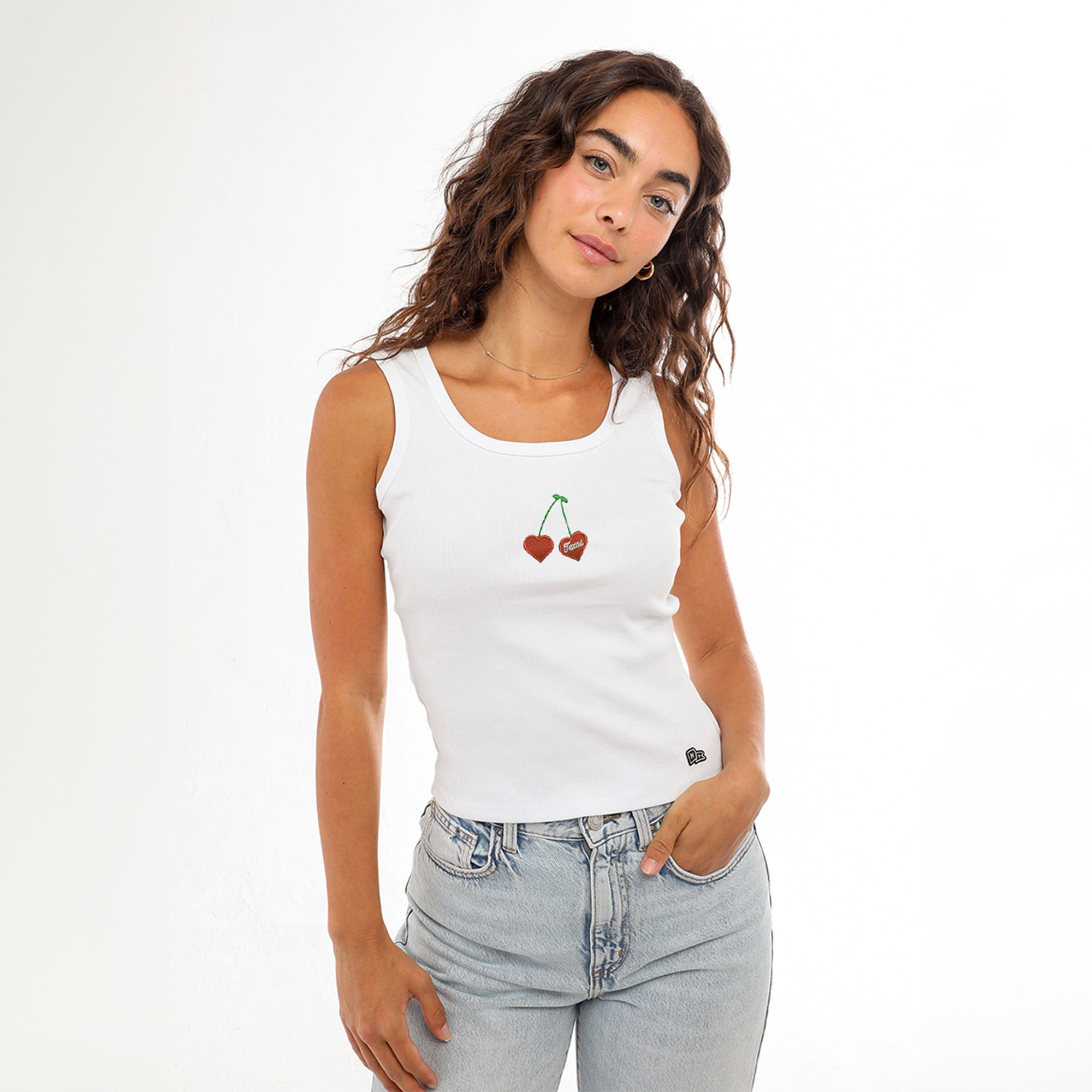 Débardeur court côtelé cerise blanc Texas Longhorns pour femme de la marque Hype and Vice