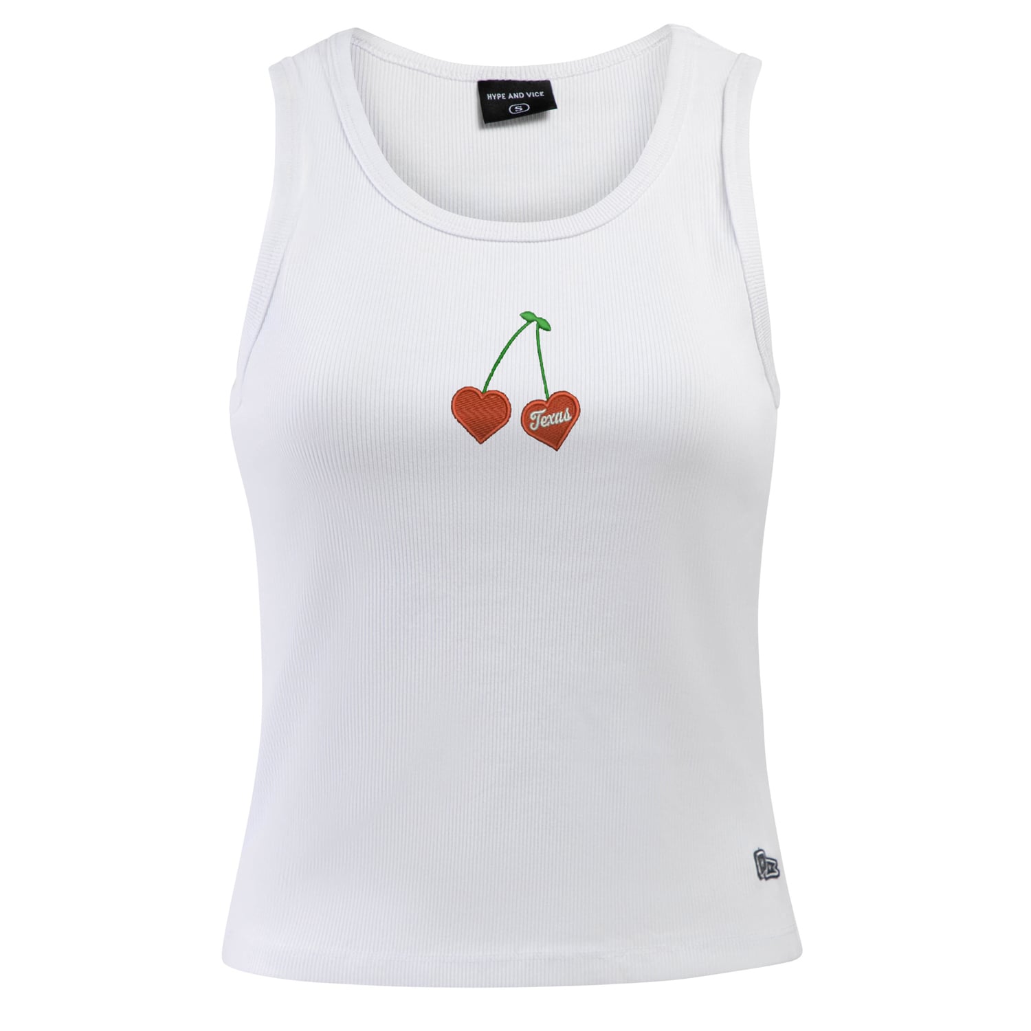Débardeur court côtelé cerise blanc Texas Longhorns pour femme de la marque Hype and Vice