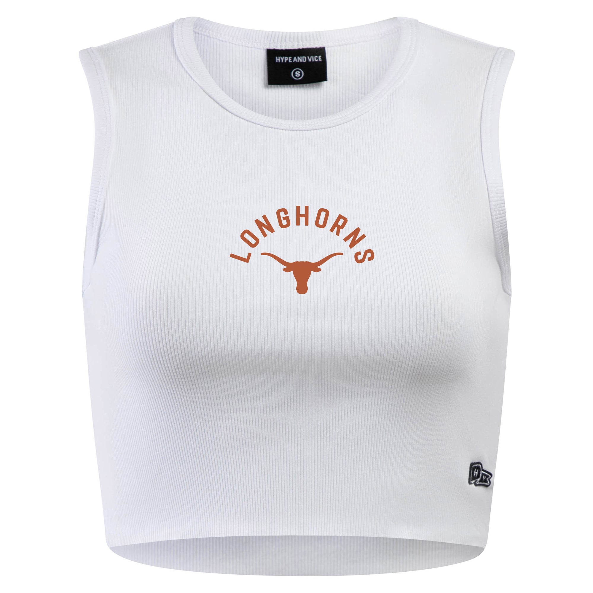 Débardeur court blanc Texas Longhorns pour femmes de la marque Hype and Vice