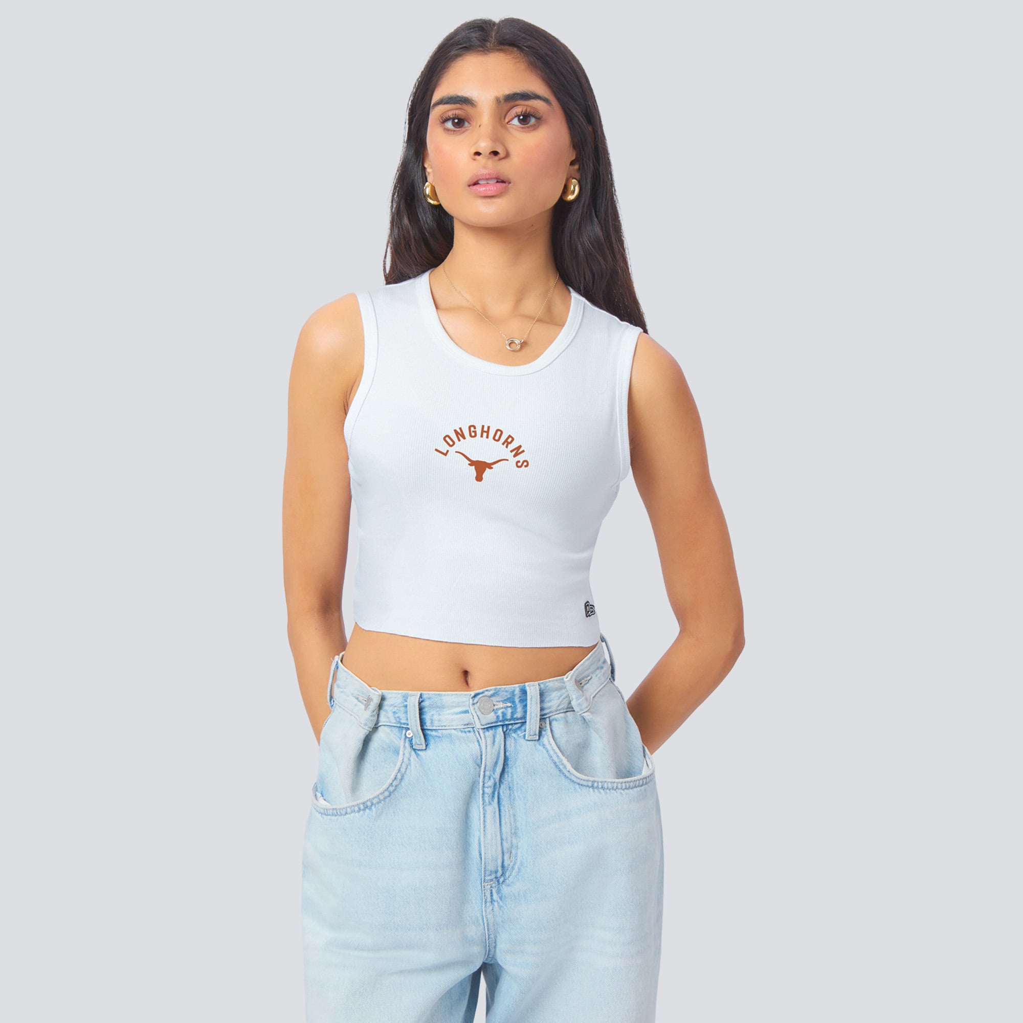 Débardeur court blanc Texas Longhorns pour femmes de la marque Hype and Vice