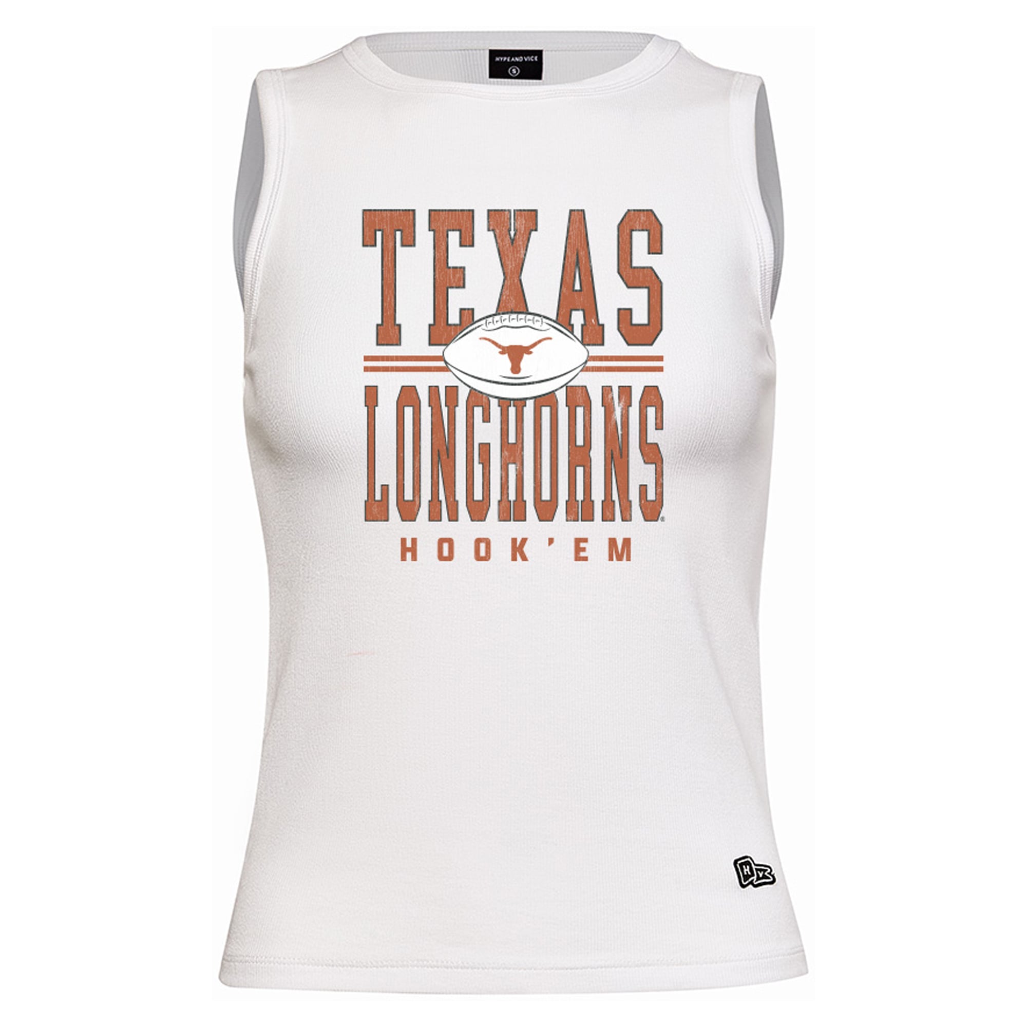 Débardeur long blanc Texas Longhorns pour femmes de la marque Hype and Vice