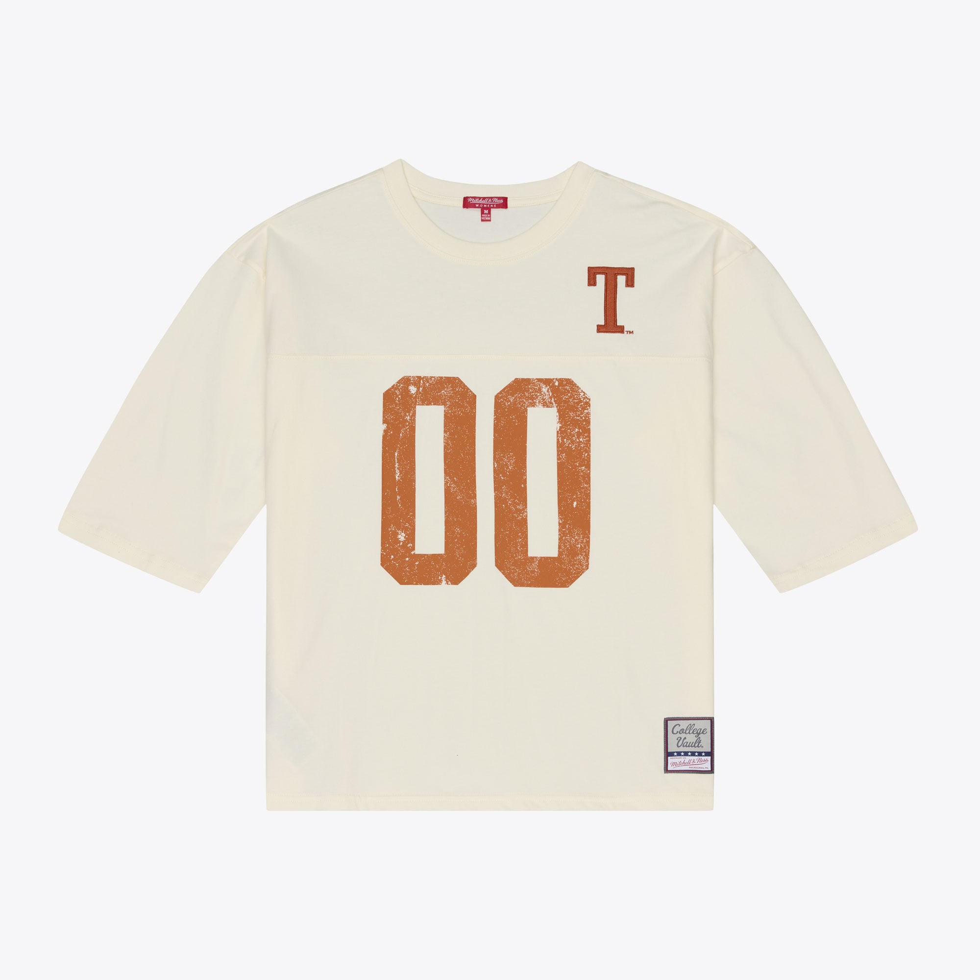 T-shirt à manches 3/4 oversize Mitchell & Ness crème Texas Longhorns Retro Roots pour femmes