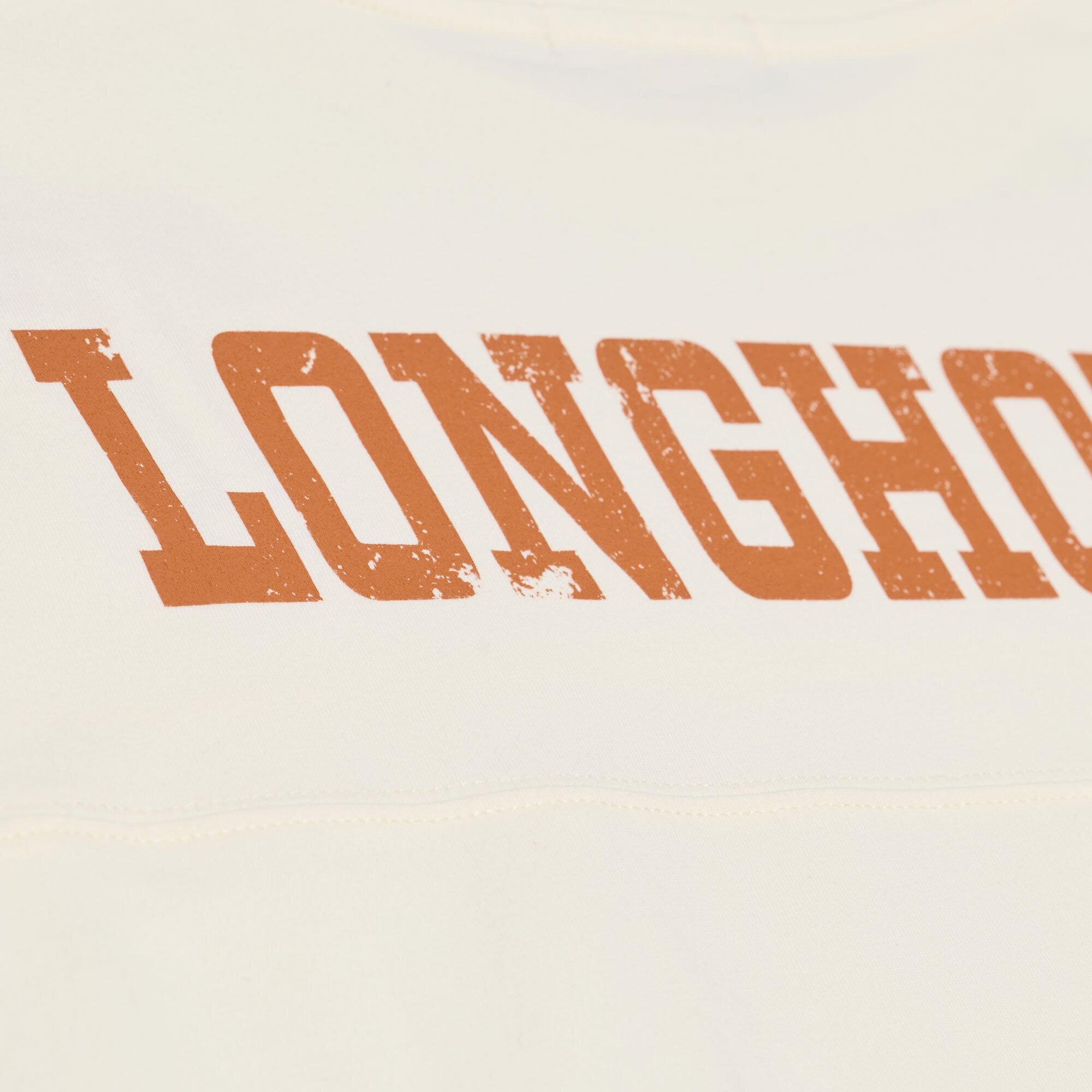 Women's Mitchell & Ness Cream Texas Longhorns Retro Roots Oversized 3/4-Sleeve T-Shirt