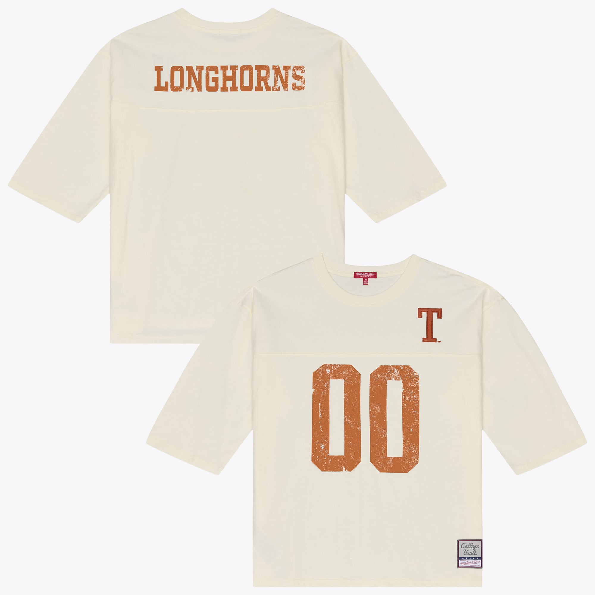 T-shirt à manches 3/4 oversize Mitchell & Ness crème Texas Longhorns Retro Roots pour femmes