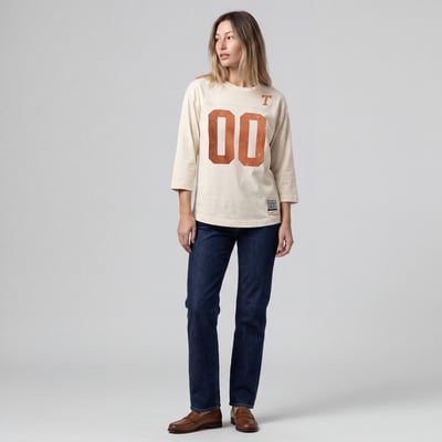 Texas Longhorns Mitchell & Ness Women's Retro Roots Oversized 3/4-Sleeve T-Shirt - Cream

