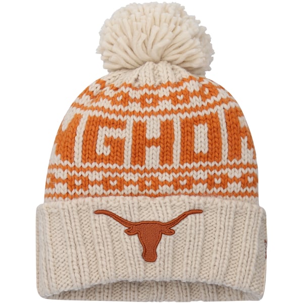 Fan Favorite Texas Longhorns Women’s Pom Pom Cream Beanie Texas Longhorns  main image 2
