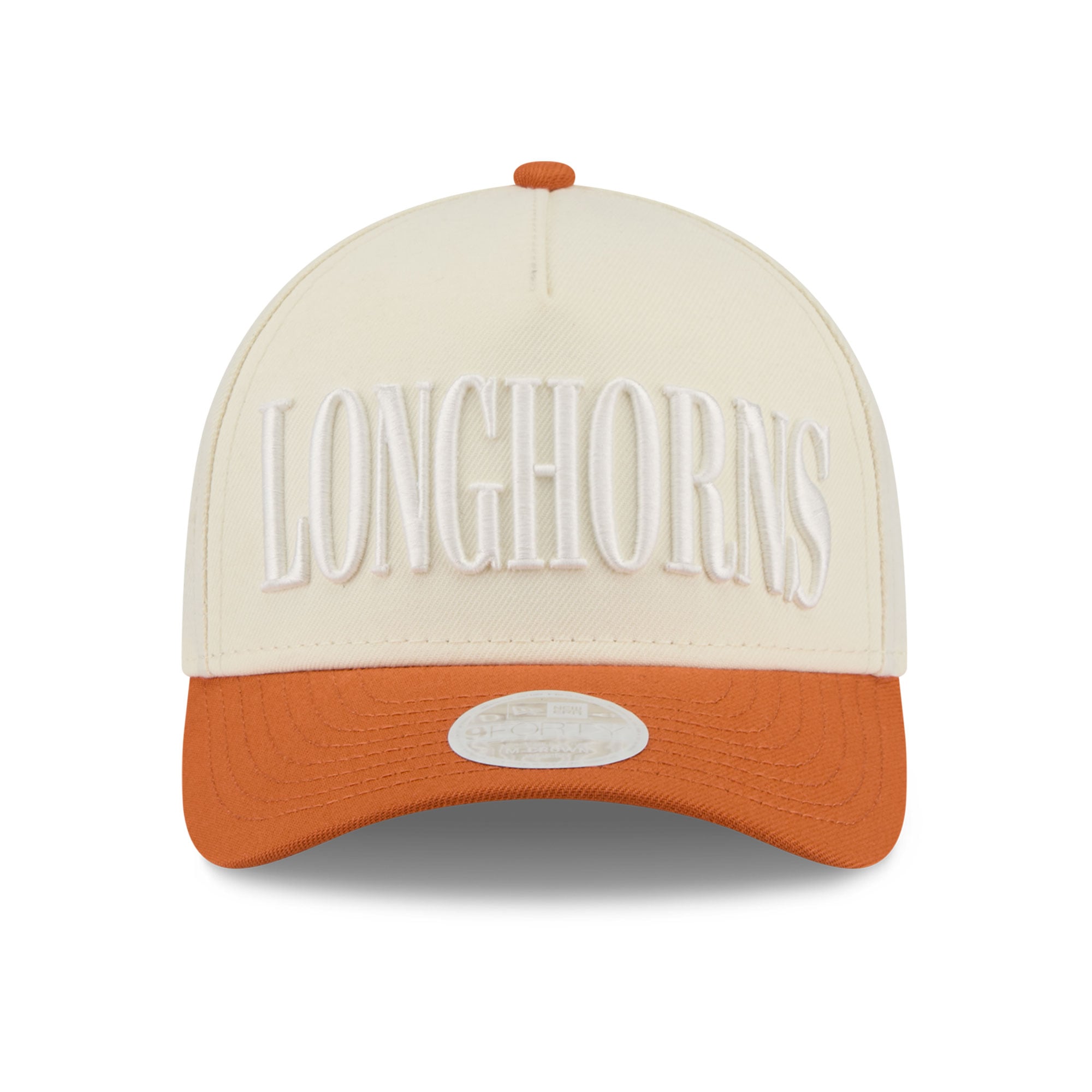 Casquette ajustable New Era 9FORTY A-Frame blanche et orange Texas Longhorns pour femme