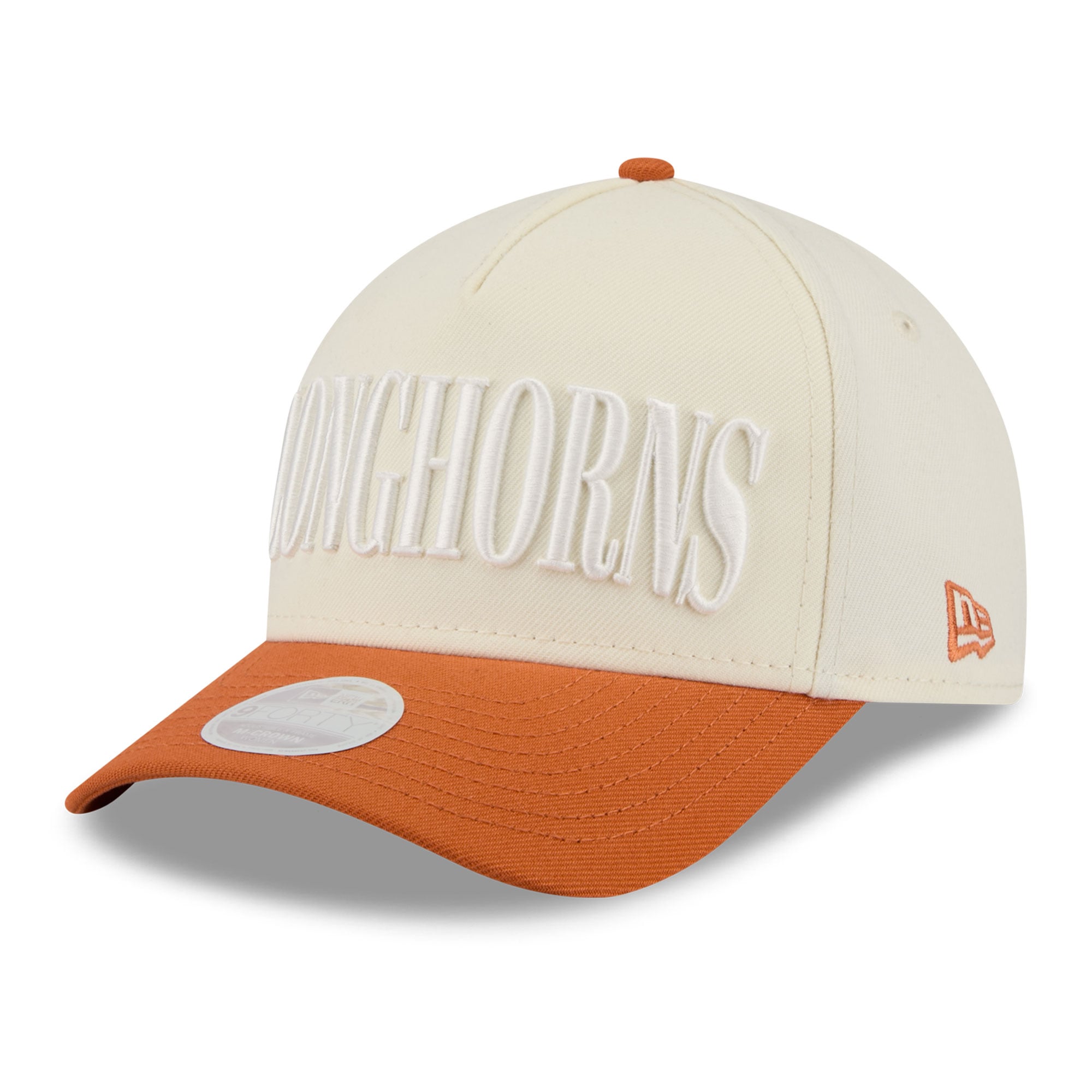 Casquette ajustable New Era 9FORTY A-Frame blanche et orange Texas Longhorns pour femme