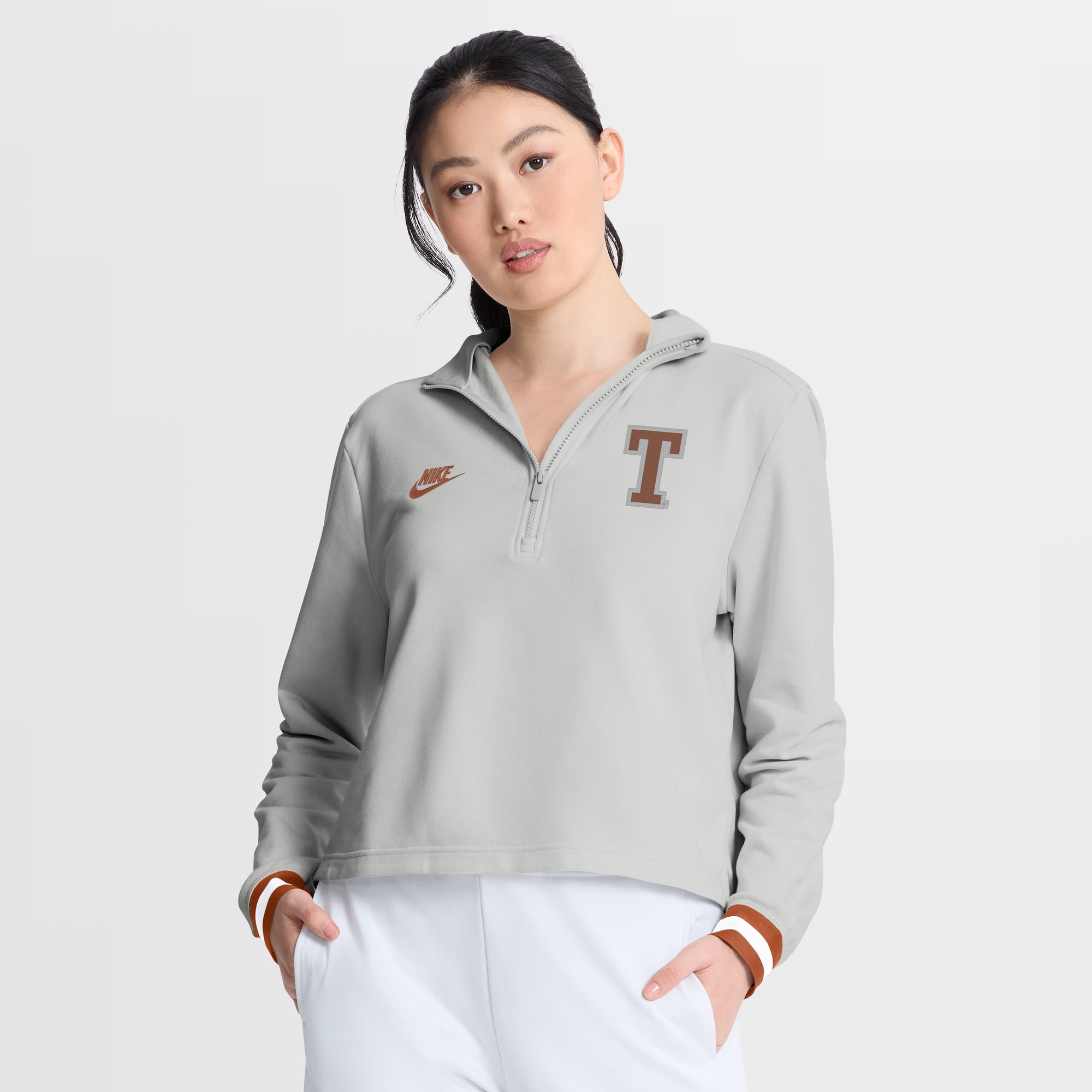 Women's Nike Gray Texas Longhorns Legacy Heritage Dri-FIT Half-Zip Sweatshirt