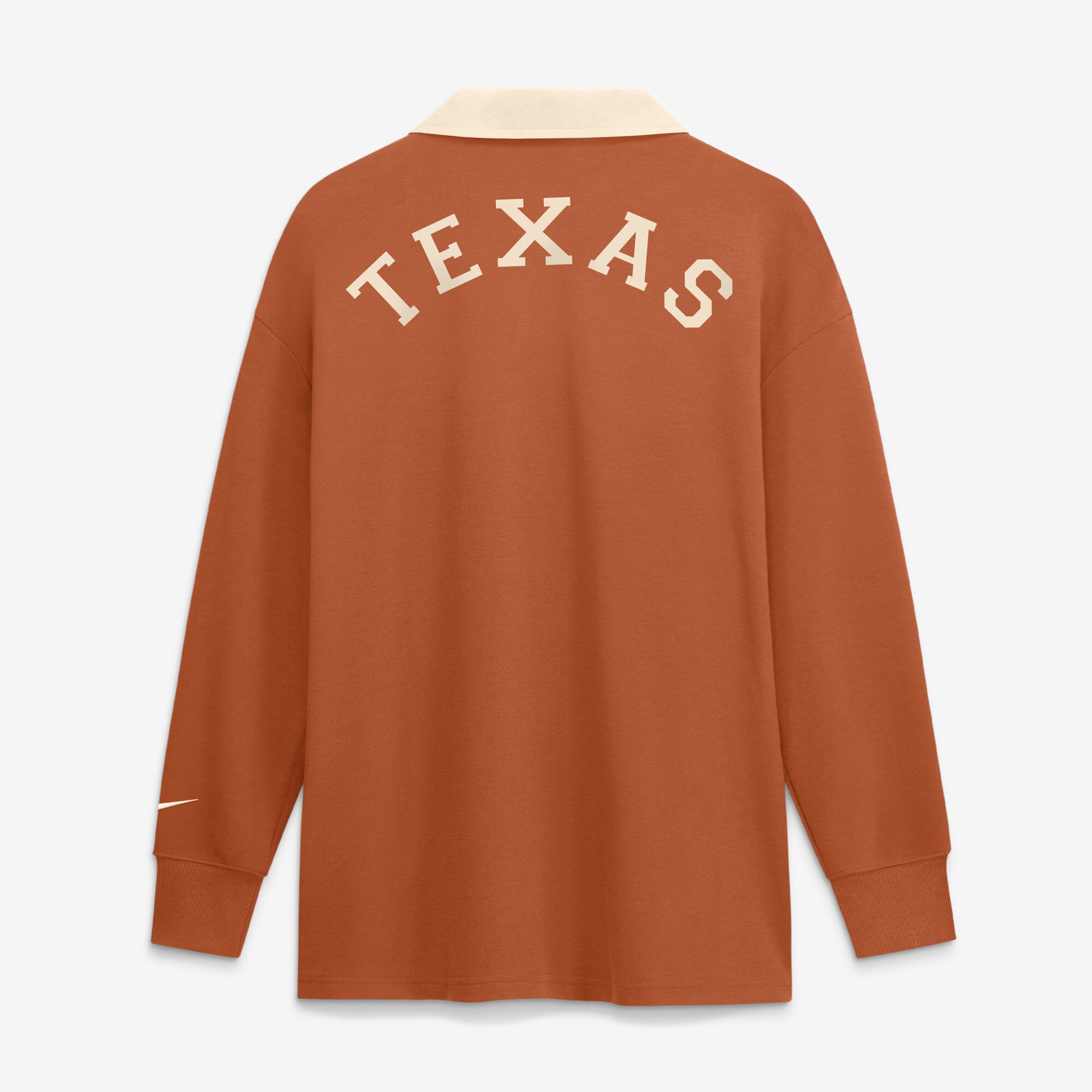 Polo Nike orange Texas Longhorns oversize Essential Dri-FIT à manches longues et col en V pour femme